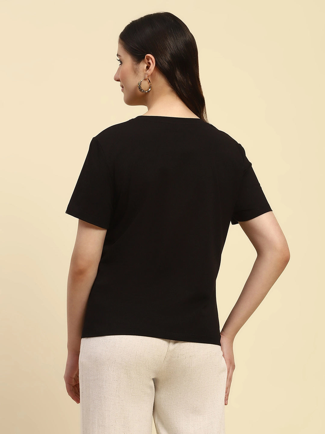 Black Cotton Embroidered Top - Global Republic