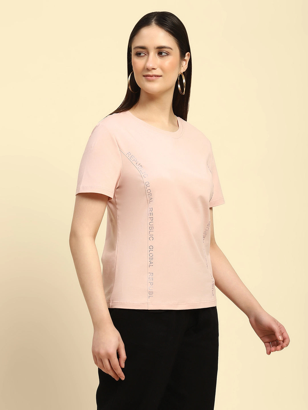 Pink Embroidered Cotton Relaxed Fit Top - Global Republic