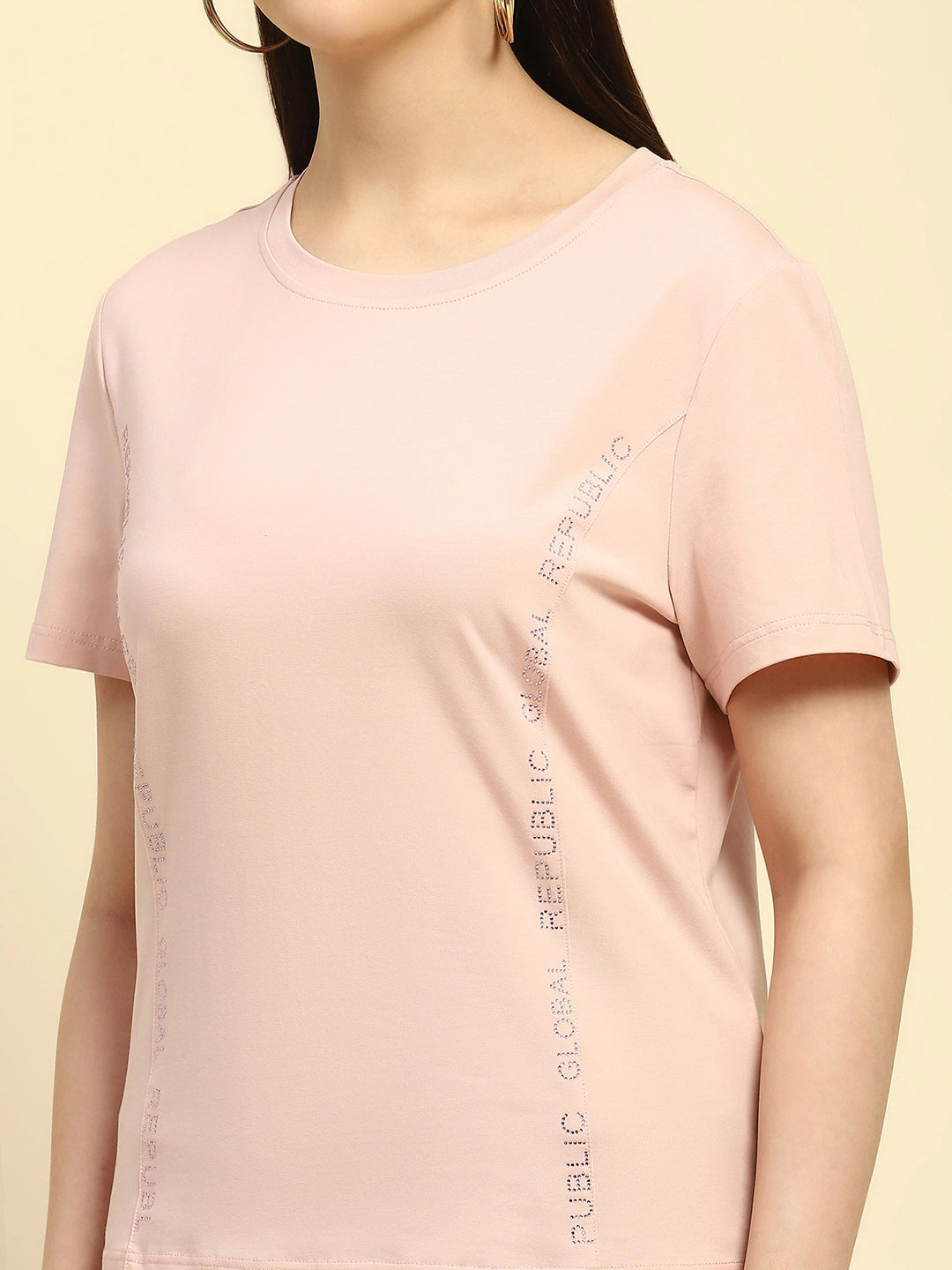 Pink Embroidered Cotton Relaxed Fit Top - Global Republic