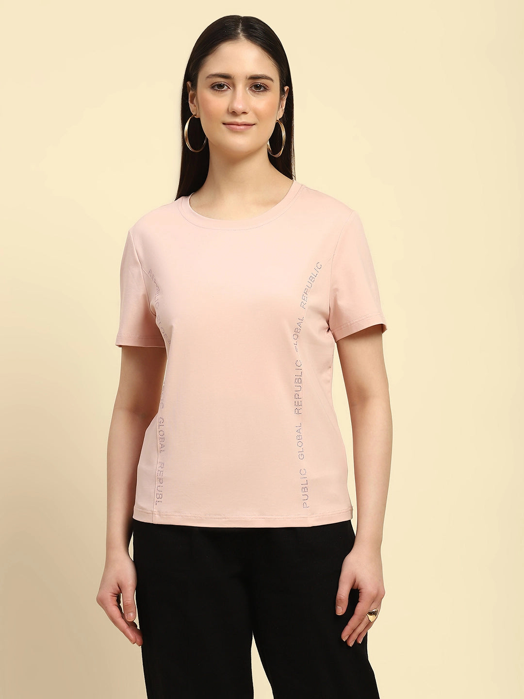 Pink Embroidered Cotton Relaxed Fit Top - Global Republic