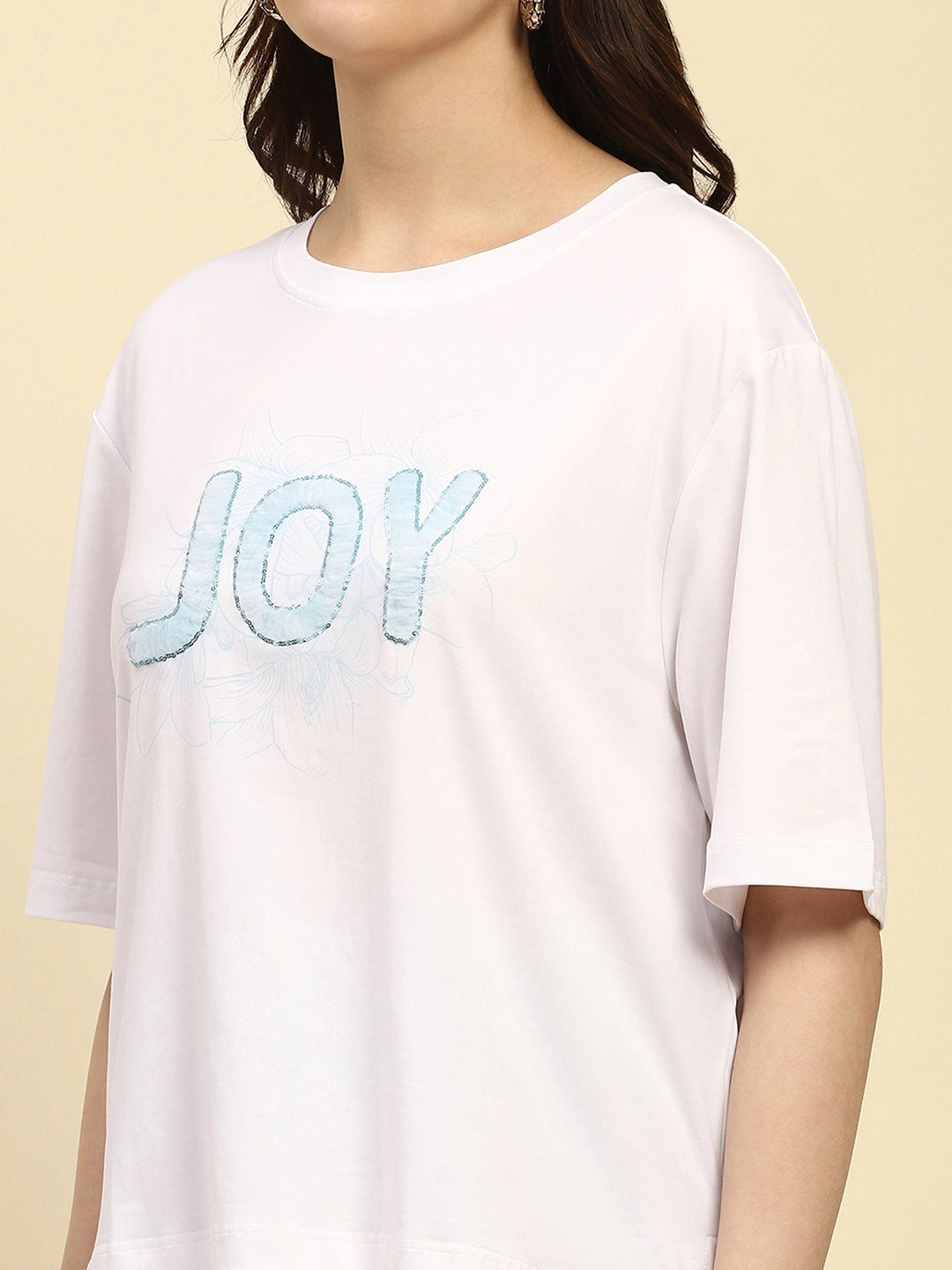 White Embroidered Cotton Boxy Top - Global Republic