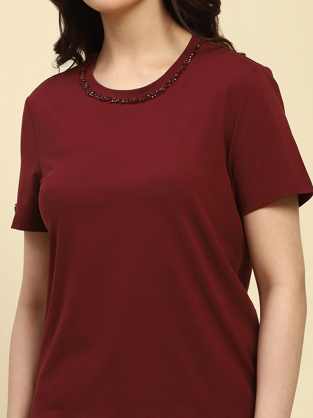 Wine Embellished Cotton Top - Global Republic
