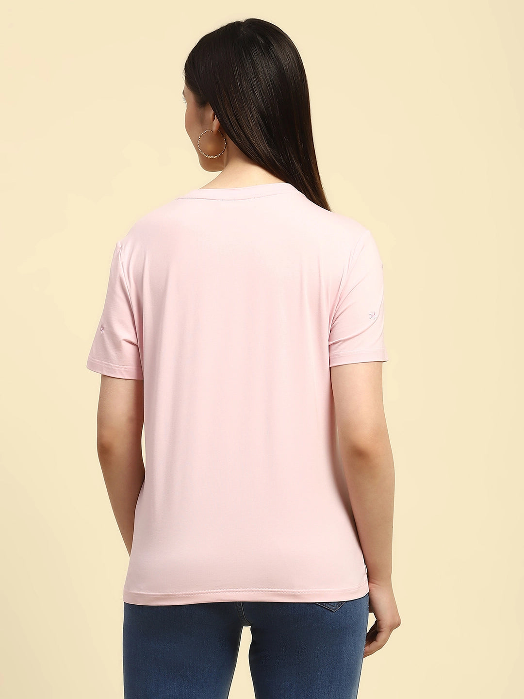 Embroidered Pink Modal Top - Global Republic