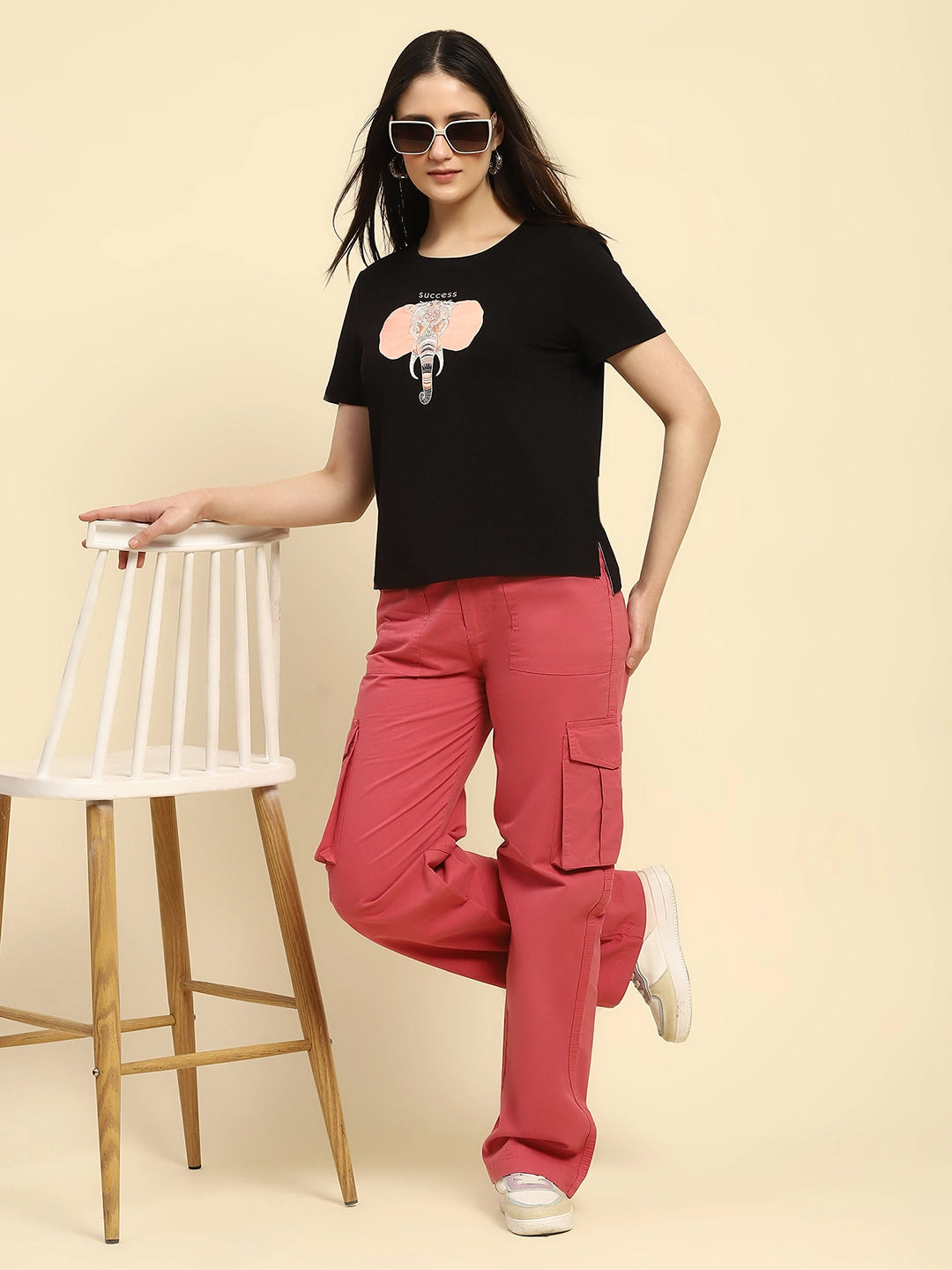 Black Embroidered Modal Top - Global Republic