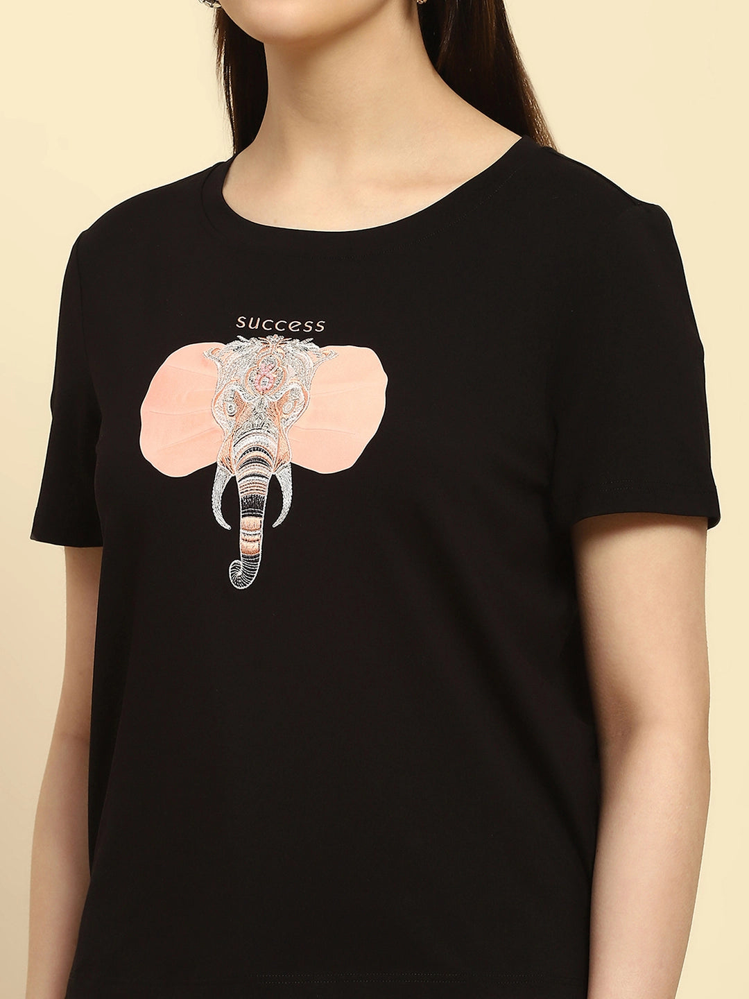 Black Embroidered Modal Top - Global Republic