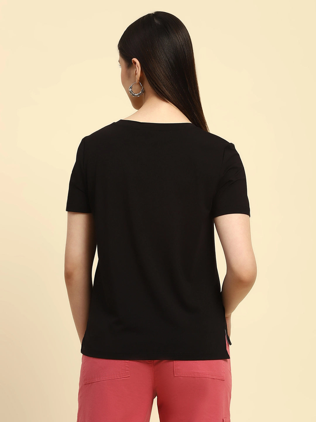 Black Embroidered Modal Top - Global Republic
