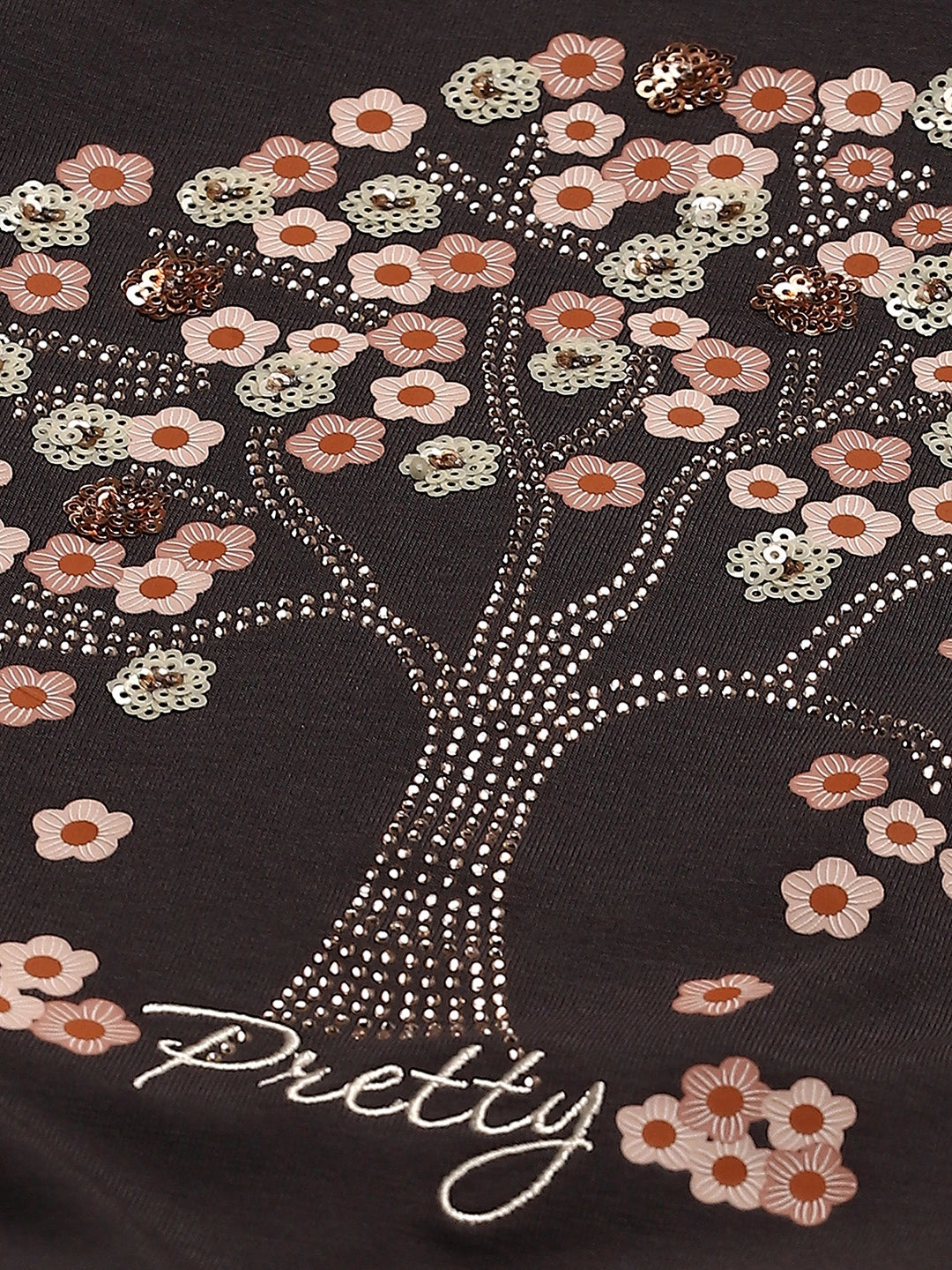 Grey Embellished Modal Blend Top - Global Republic