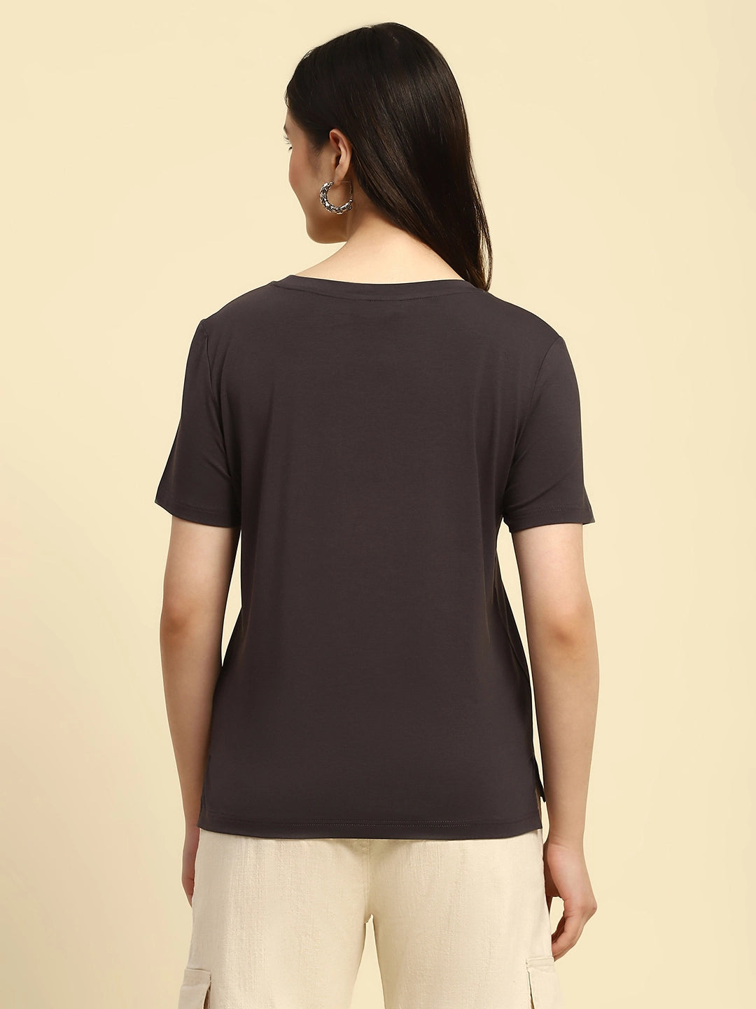 Grey Embellished Modal Blend Top - Global Republic