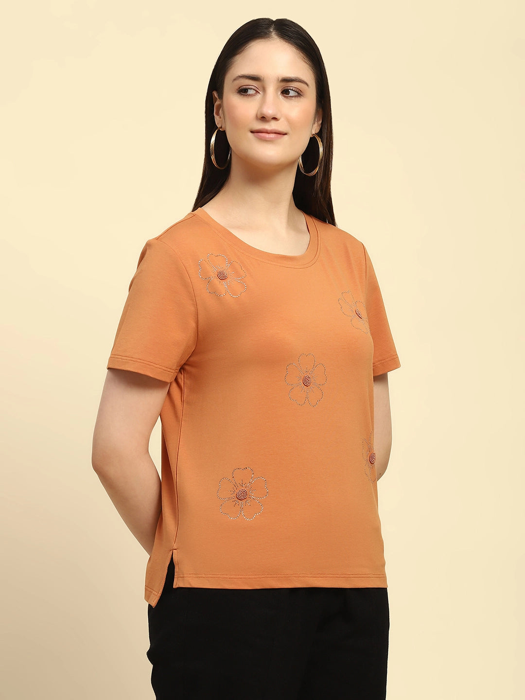 Orange Embellished Modal Top - Global Republic