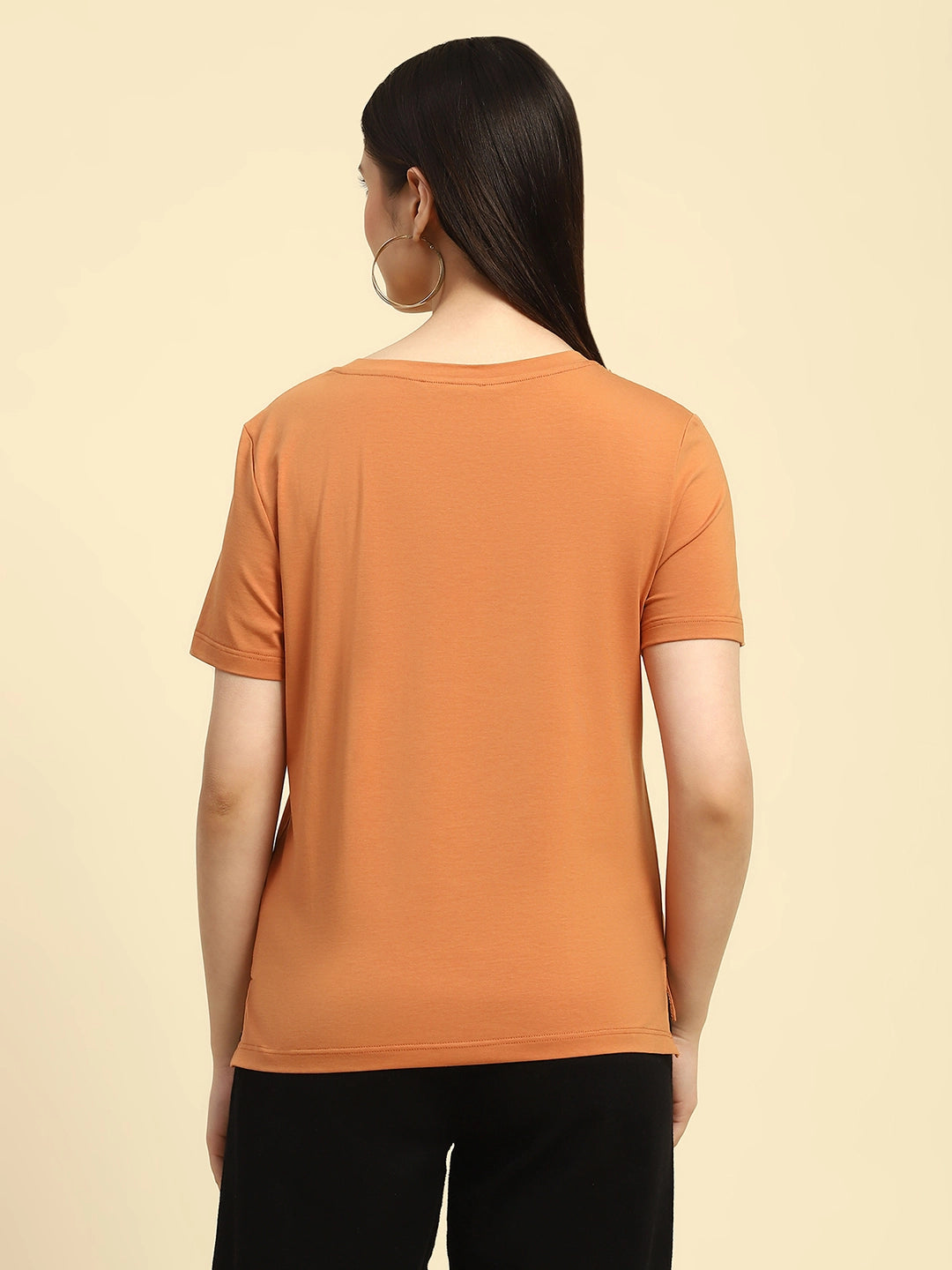 Orange Embellished Modal Top - Global Republic
