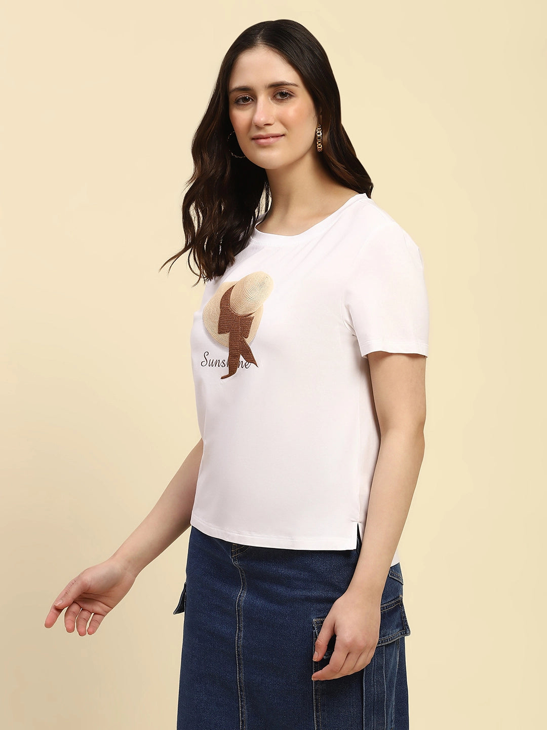 White Embroidered Modal Top - Global Republic