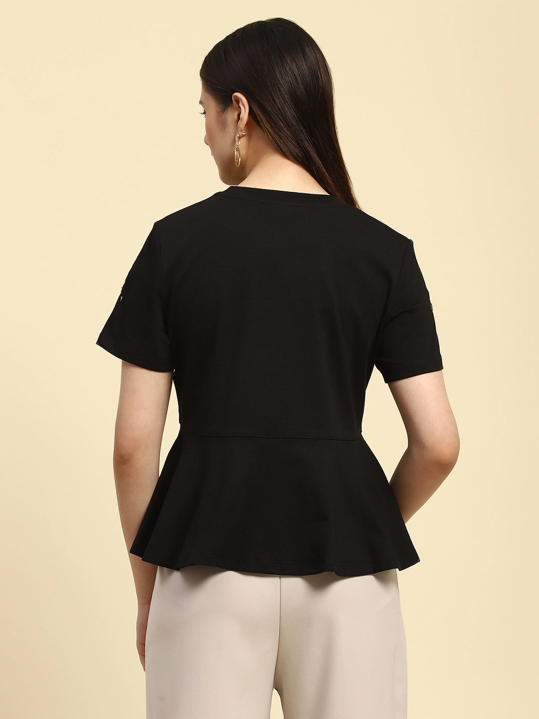Black Applique UV Protection Top - Global Republic