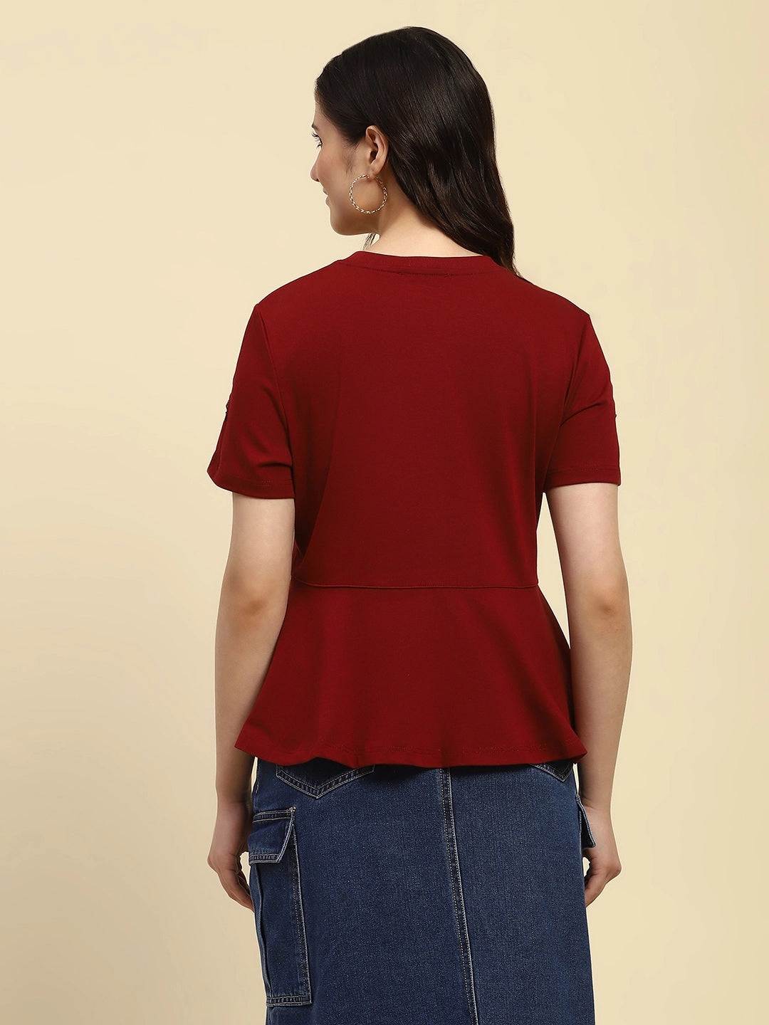 Maroon Applique UV Protection Top - Global Republic
