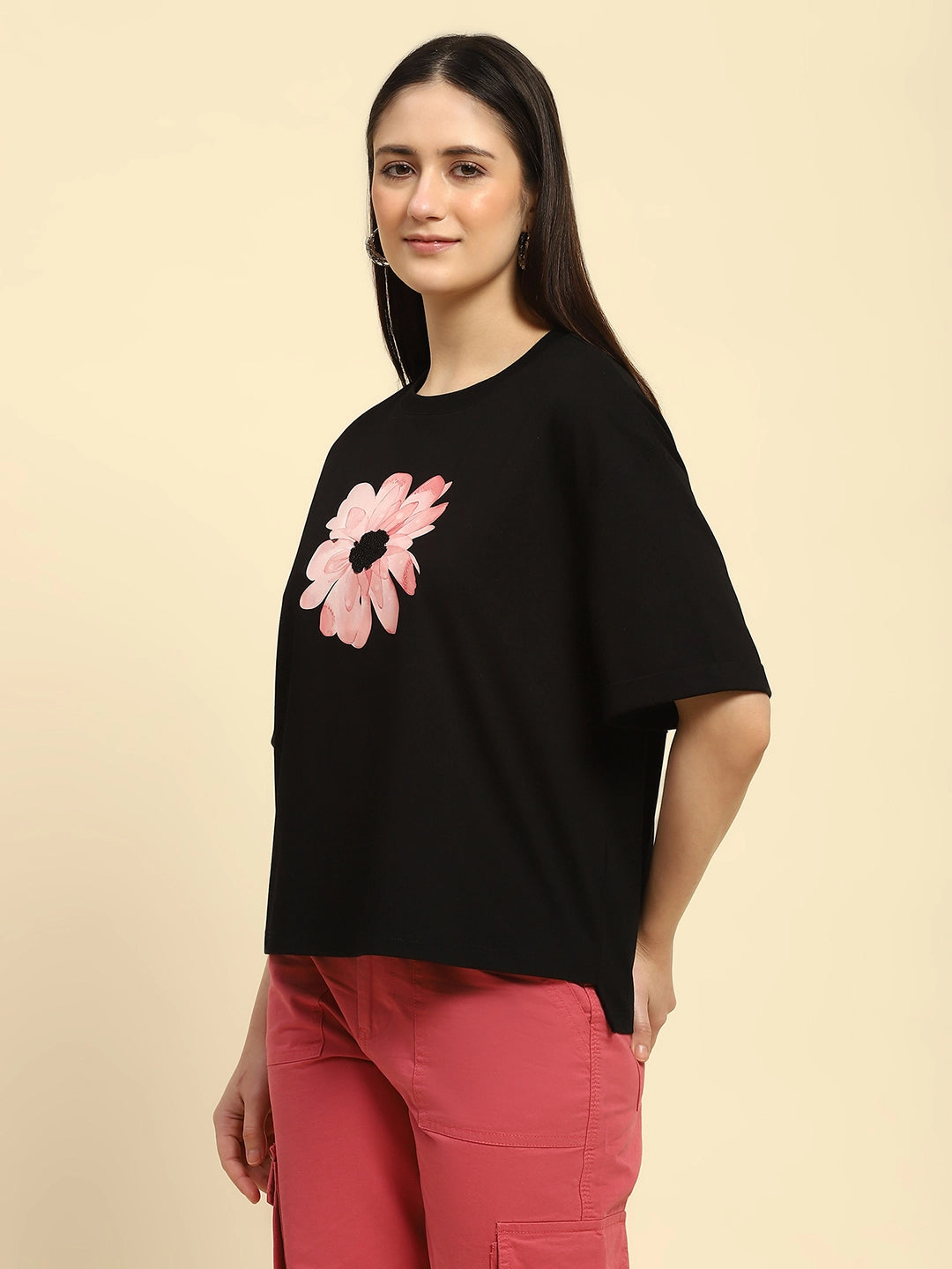 Black UV Protective Cotton Boxy Top - Global Republic