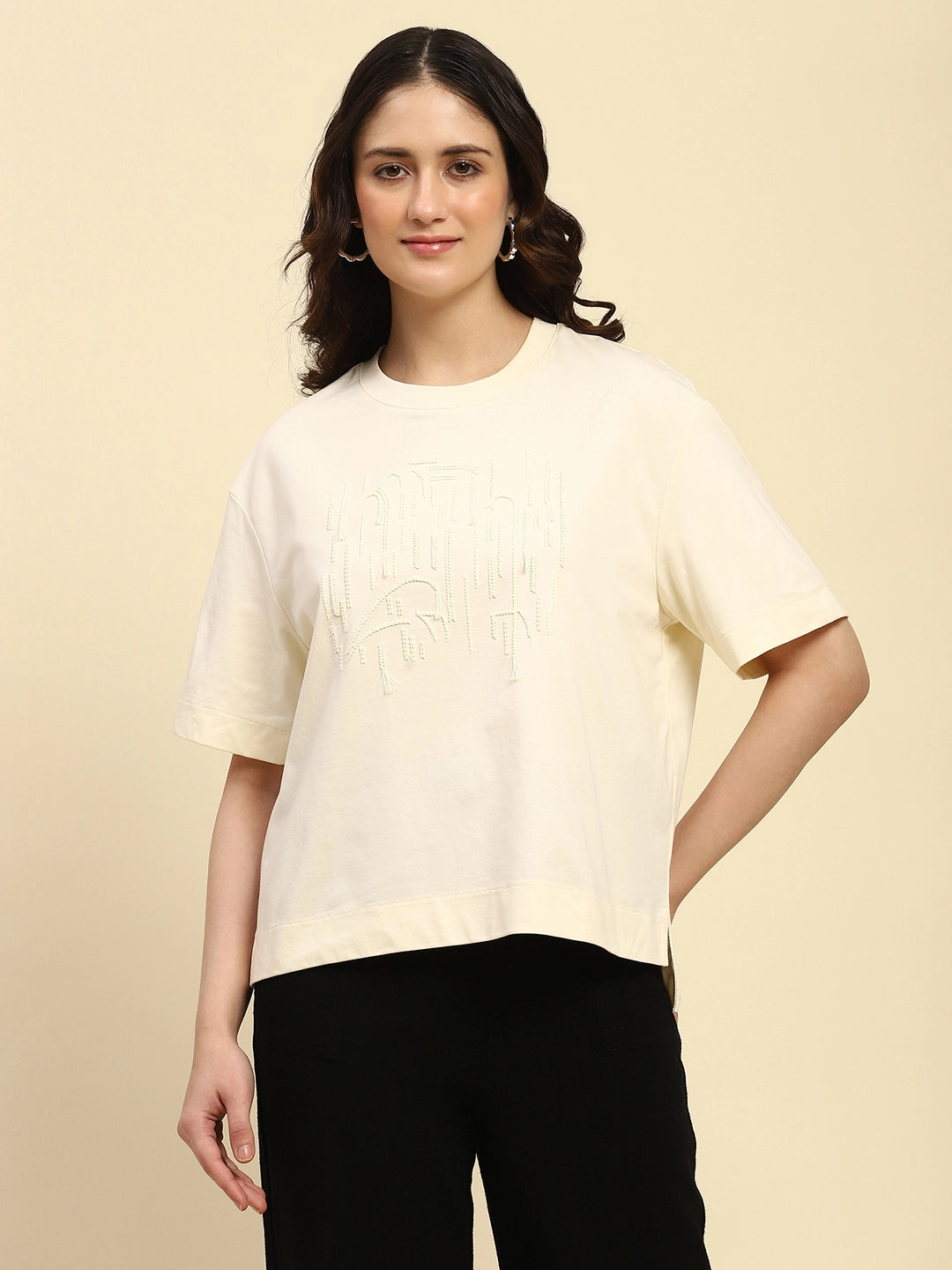 Cream UV Protection Oversized Top - Global Republic