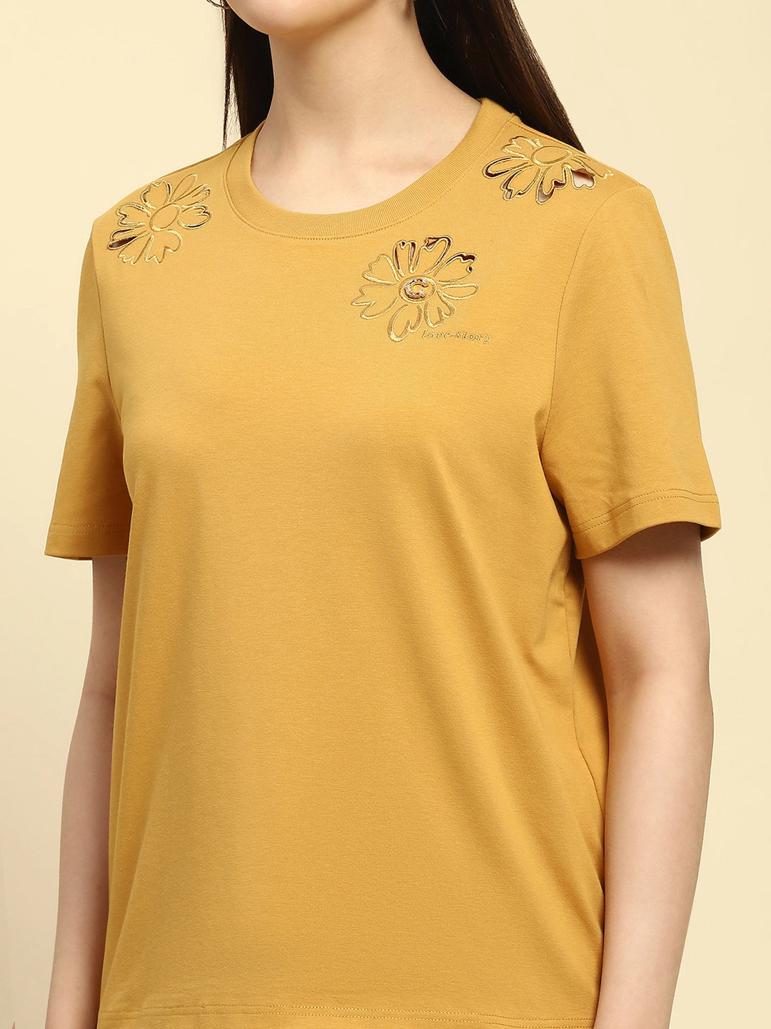 Mustard Cut Work UV Protection Top - Global Republic