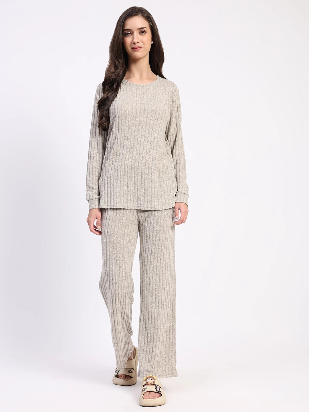 Self-Striped -Spandex Winter Loungewear - Global Republic