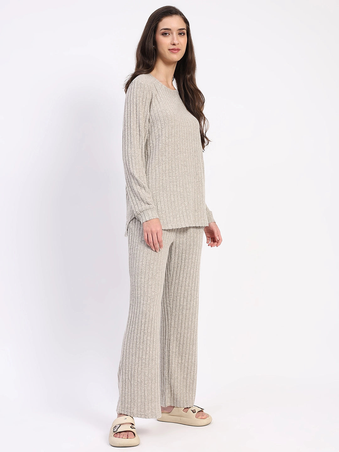 Self-Striped -Spandex Winter Loungewear - Global Republic