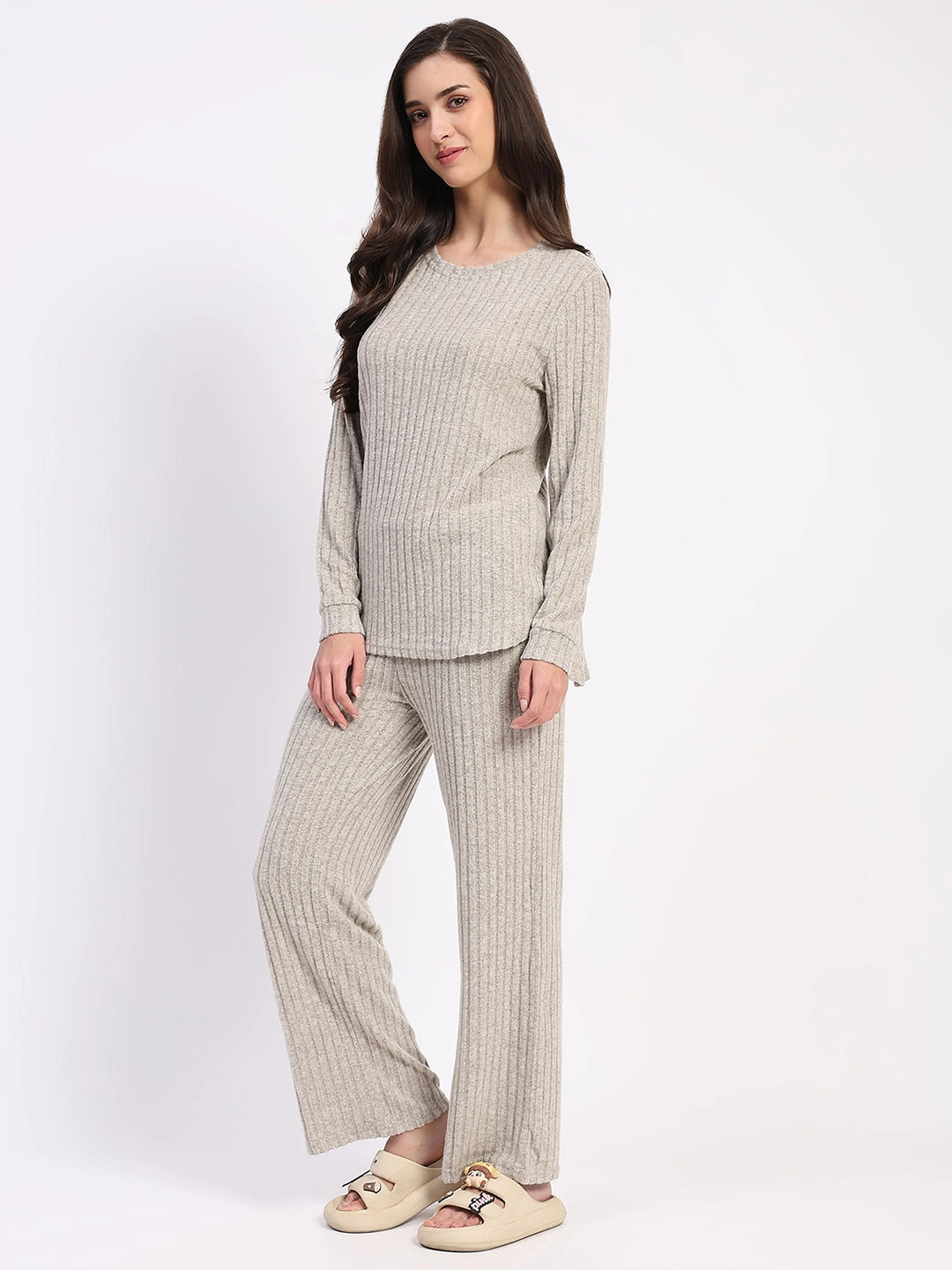 Self-Striped -Spandex Winter Loungewear - Global Republic