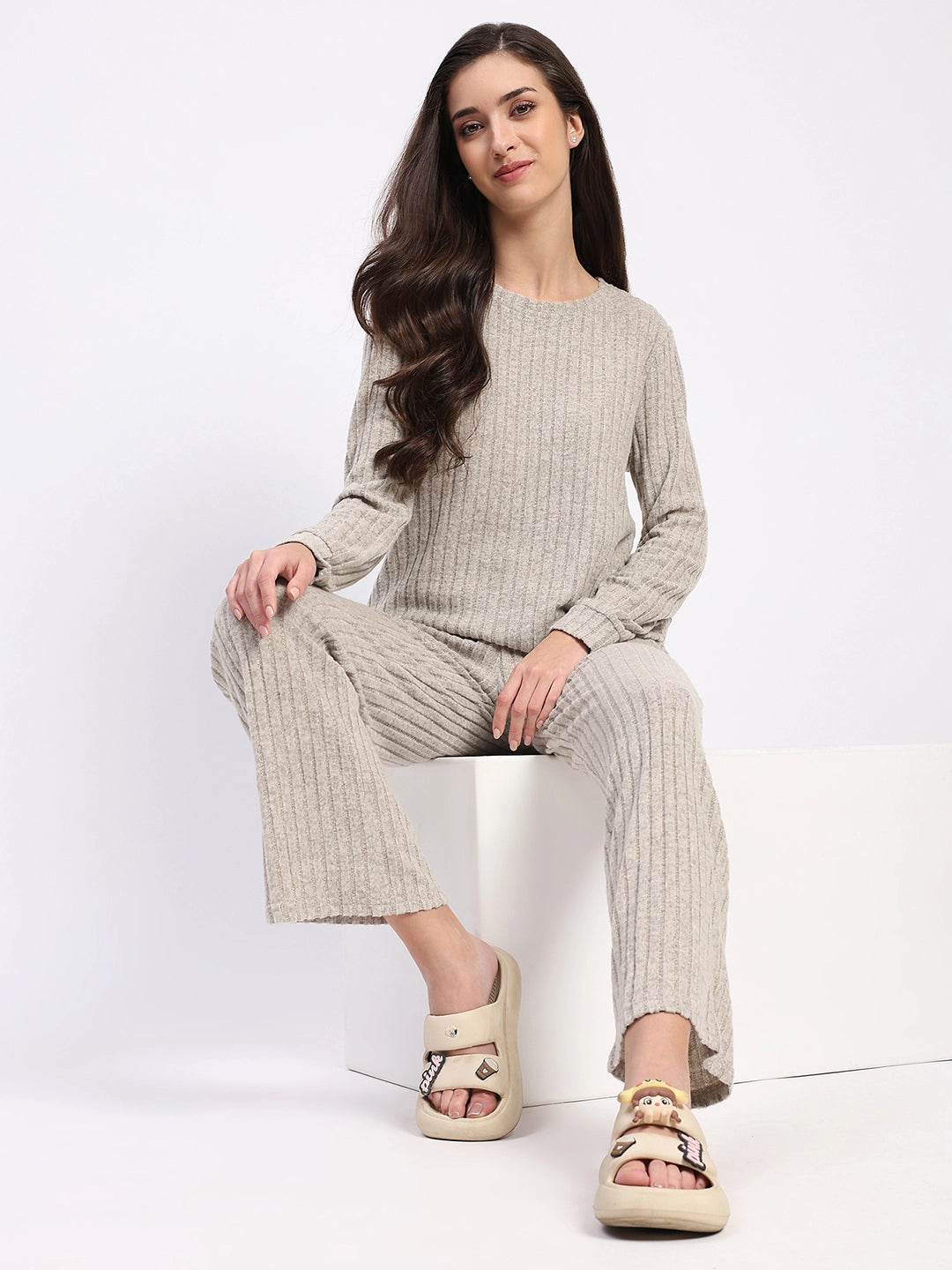 Self-Striped -Spandex Winter Loungewear - Global Republic