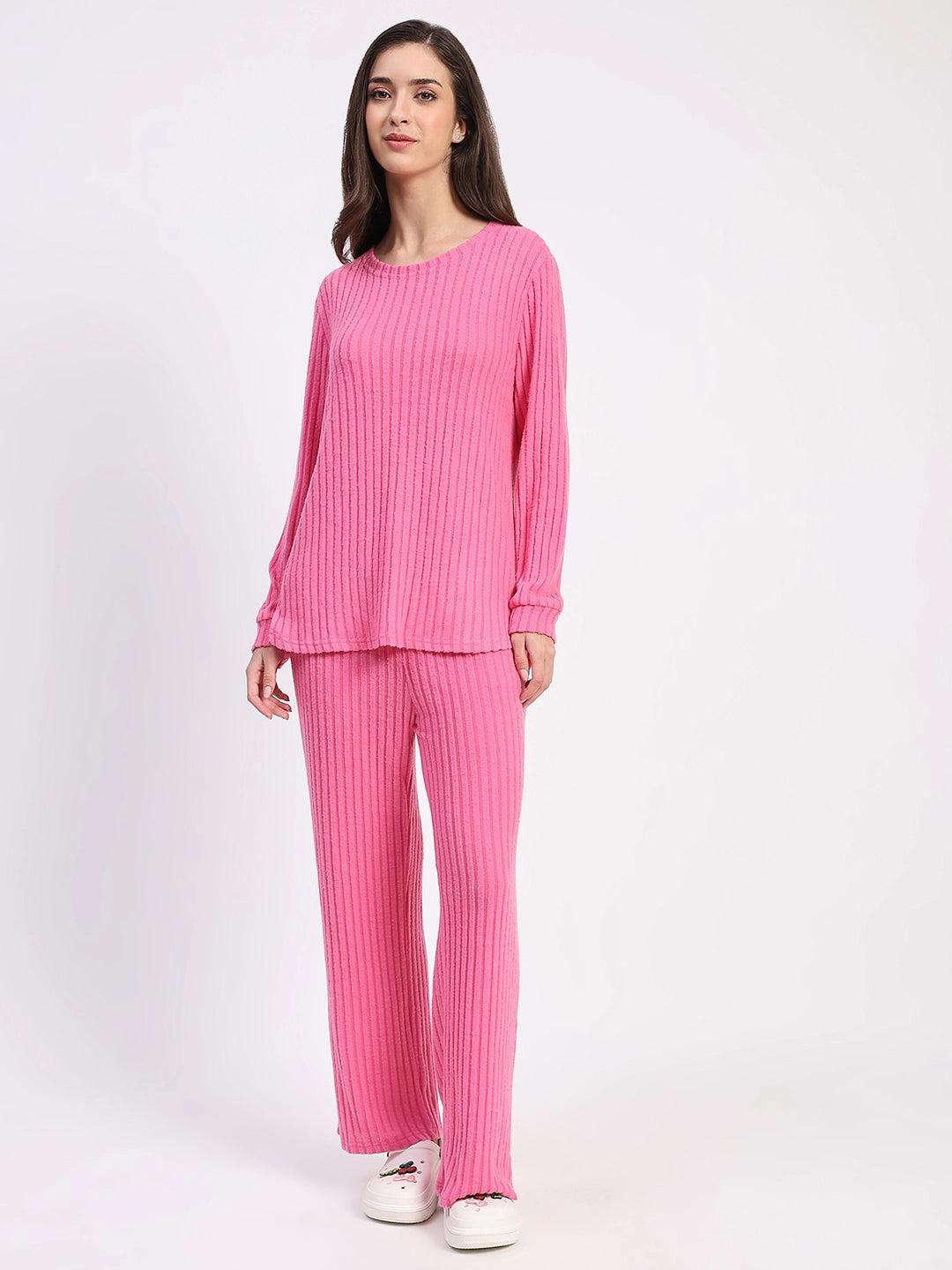 -Spandex Self-Striped Winter Loungewear - Global Republic