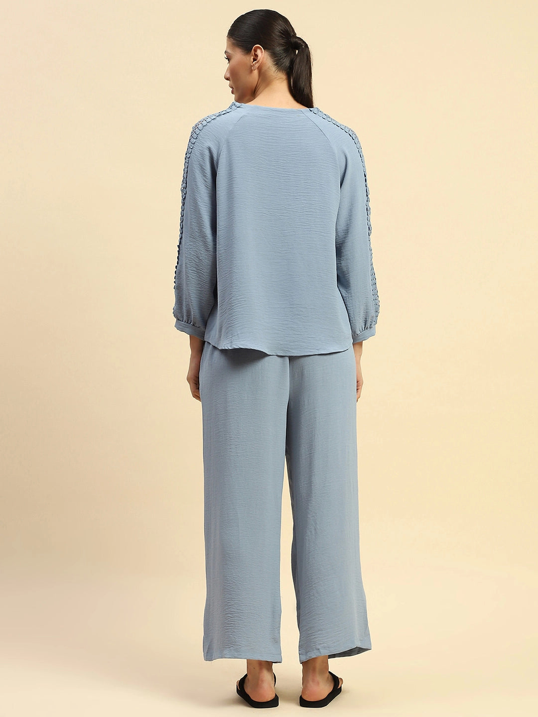 Blue Rayon Relaxed Fit Night Suit For Women - Global Republic