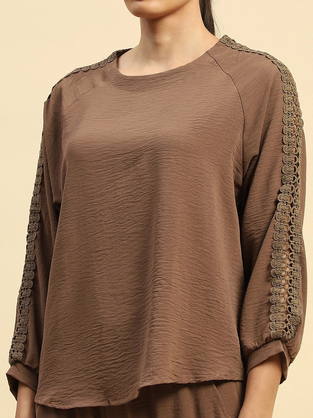 Coffee Rayon Relaxed Fit Night Suit For Women - Global Republic