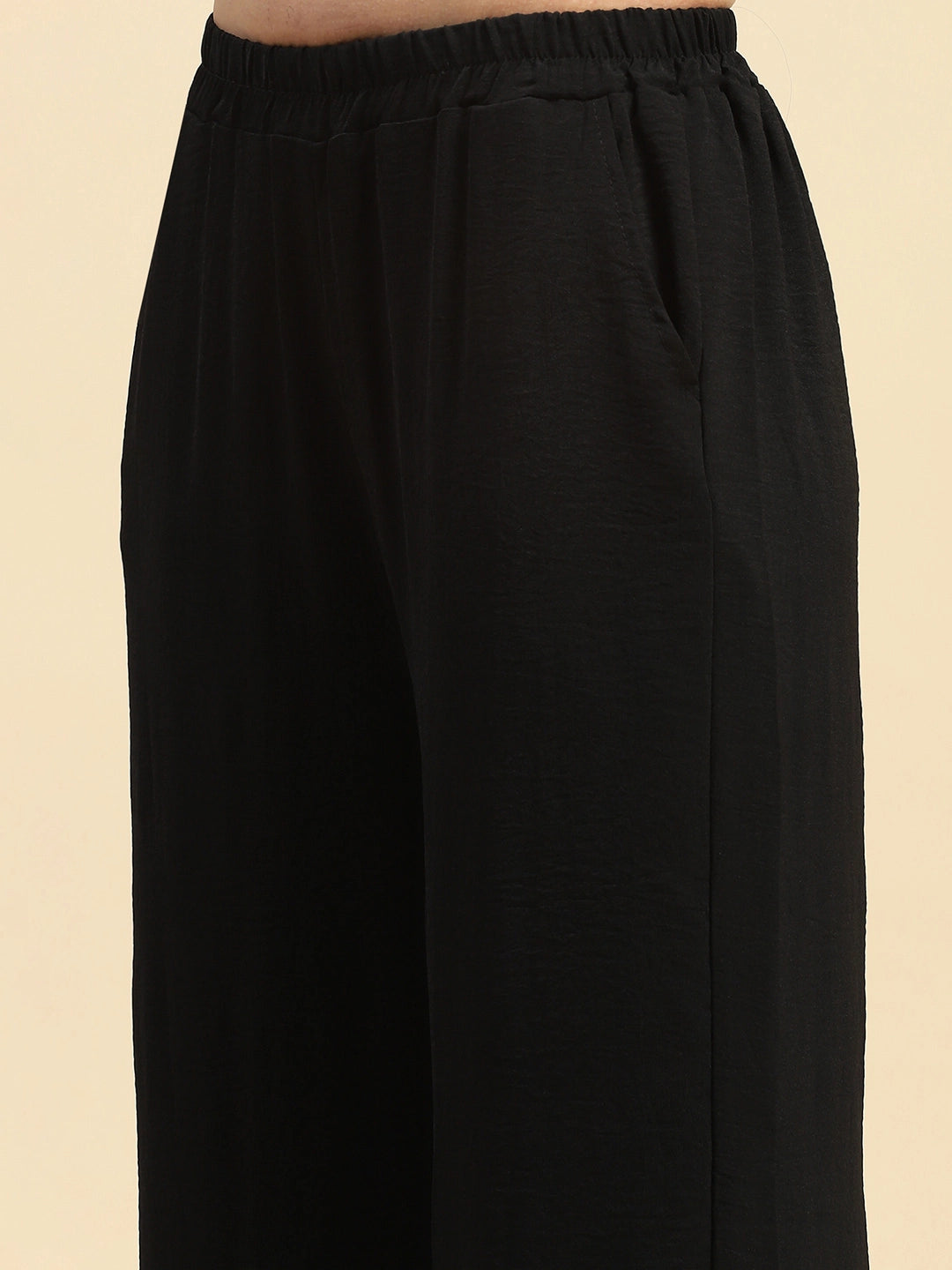 Black Nylon Relaxed Fit Night Suit For Women - Global Republic