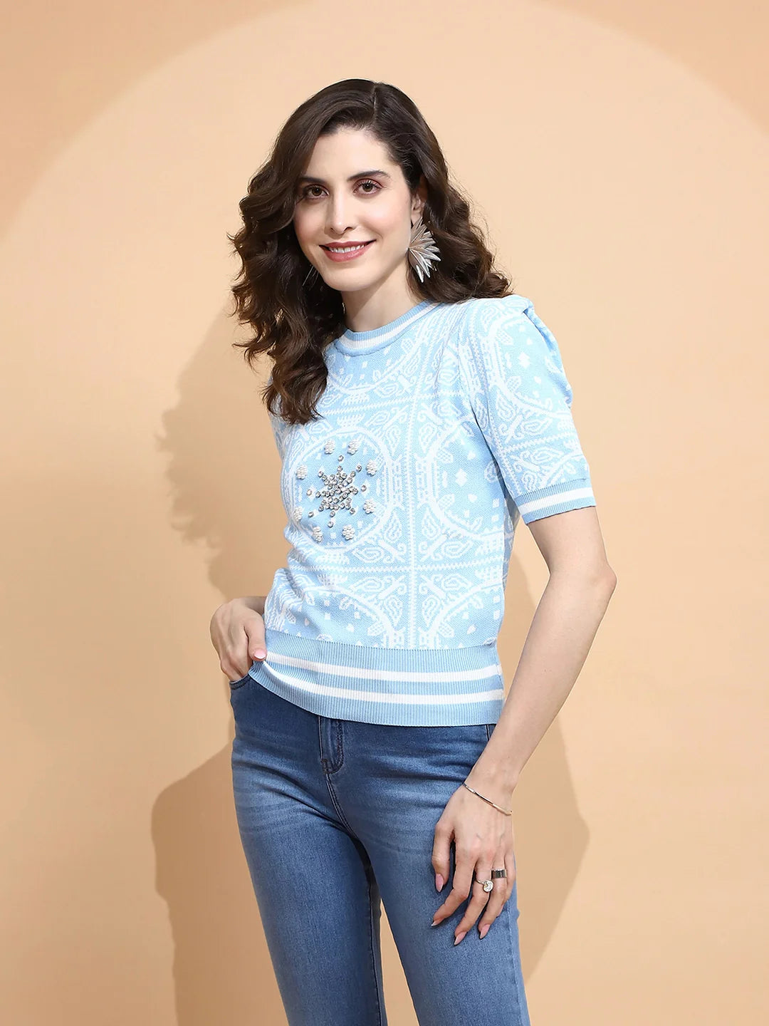 Blue Regular Fit Top For Women - Global Republic