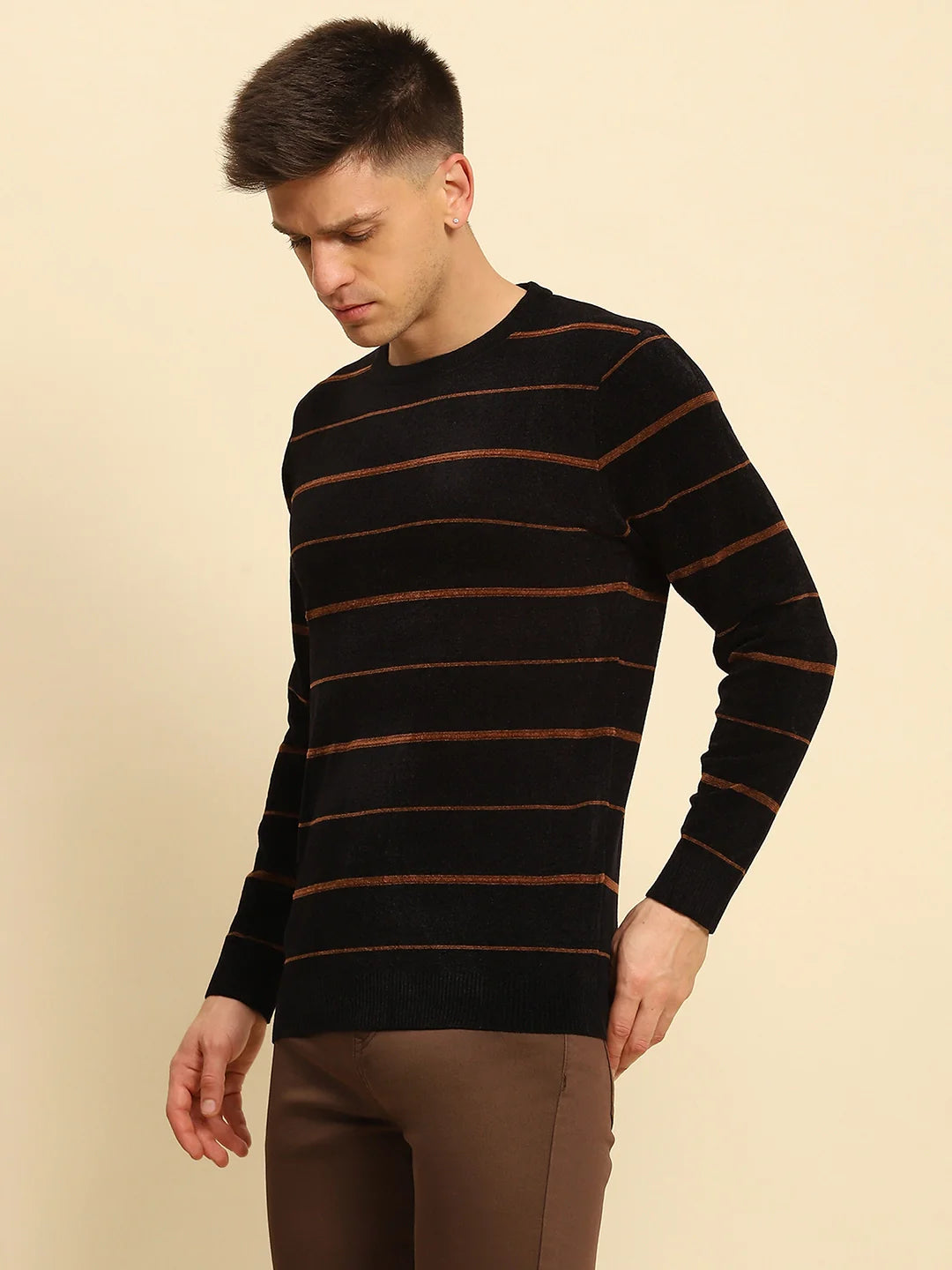 Black Velvet Striped Pullover - Global Republic
