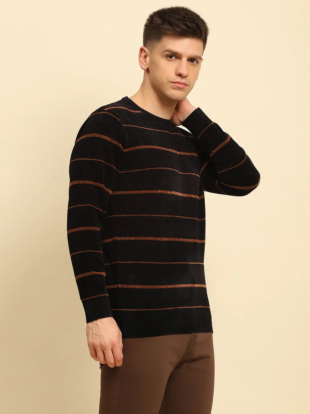 Black Velvet Striped Pullover - Global Republic