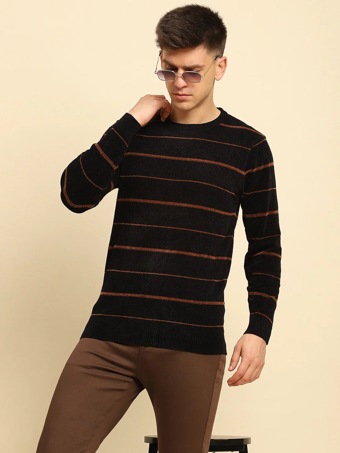 Black Velvet Striped Pullover - Global Republic