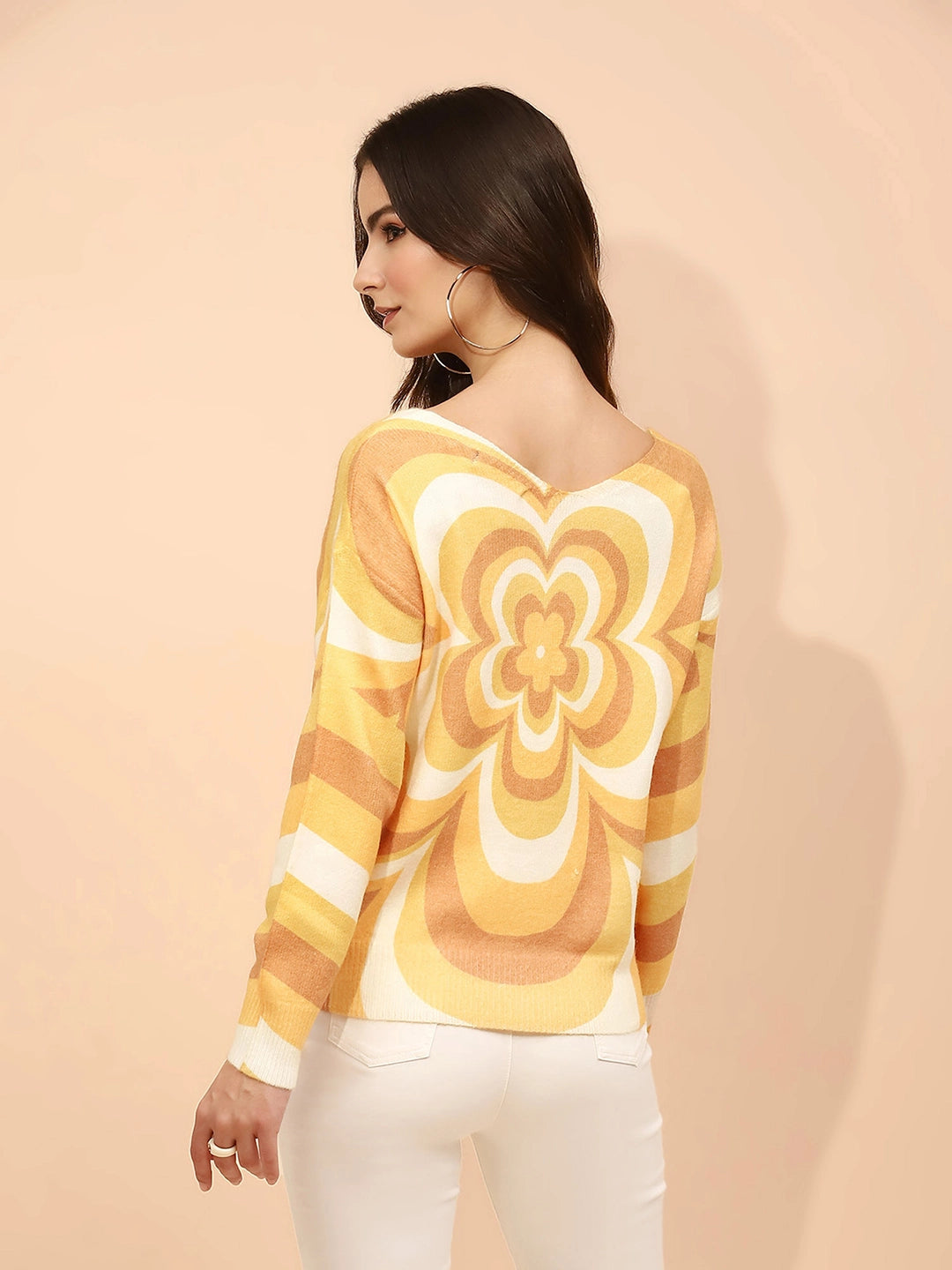 Yellow Viscose Loose Winter Pullover - Global Republic