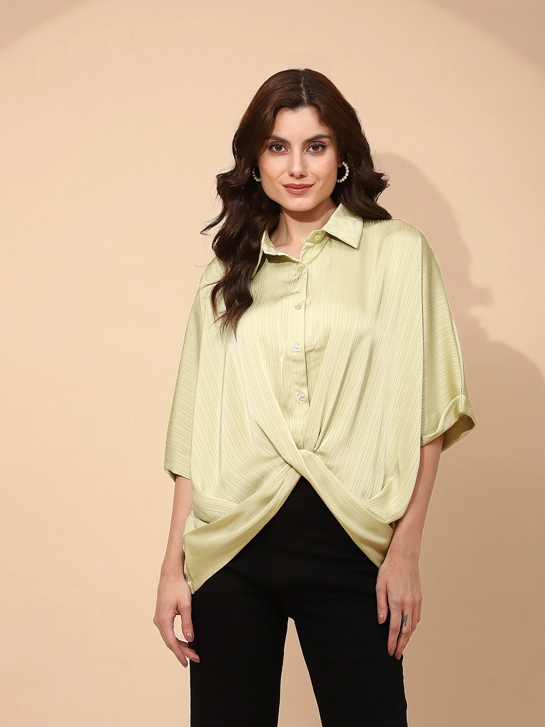 Green  Loose Blouson Top - Global Republic