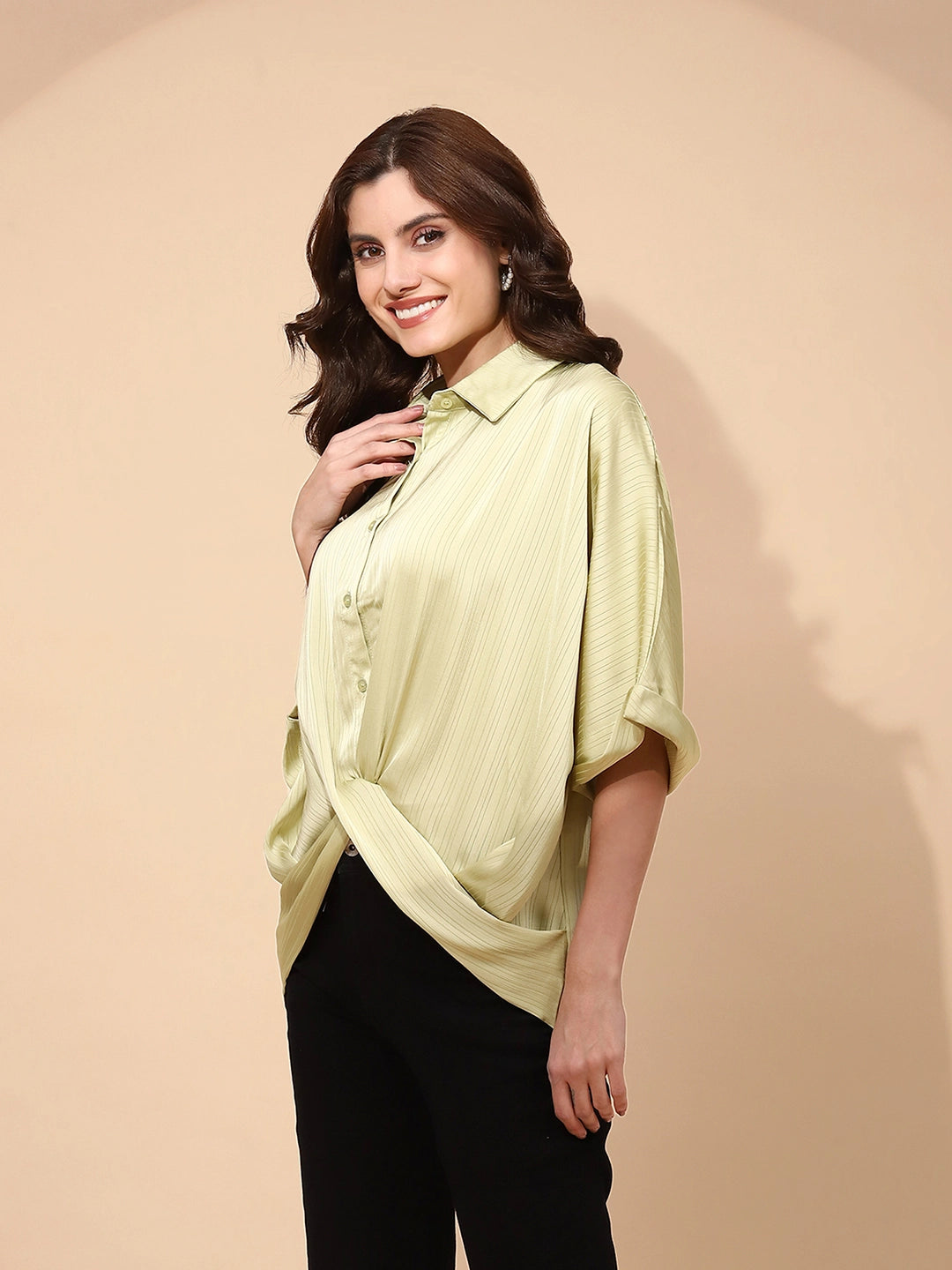 Green  Loose Blouson Top - Global Republic