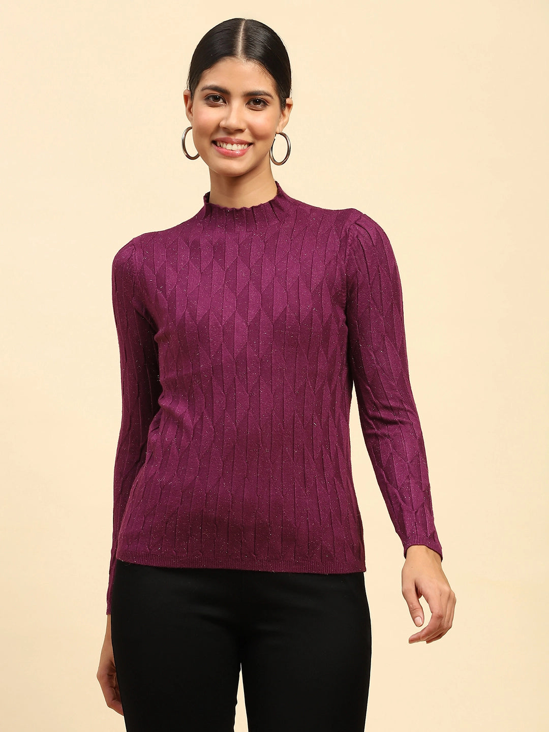 Wine Viscose Skivvy Pullover - Global Republic