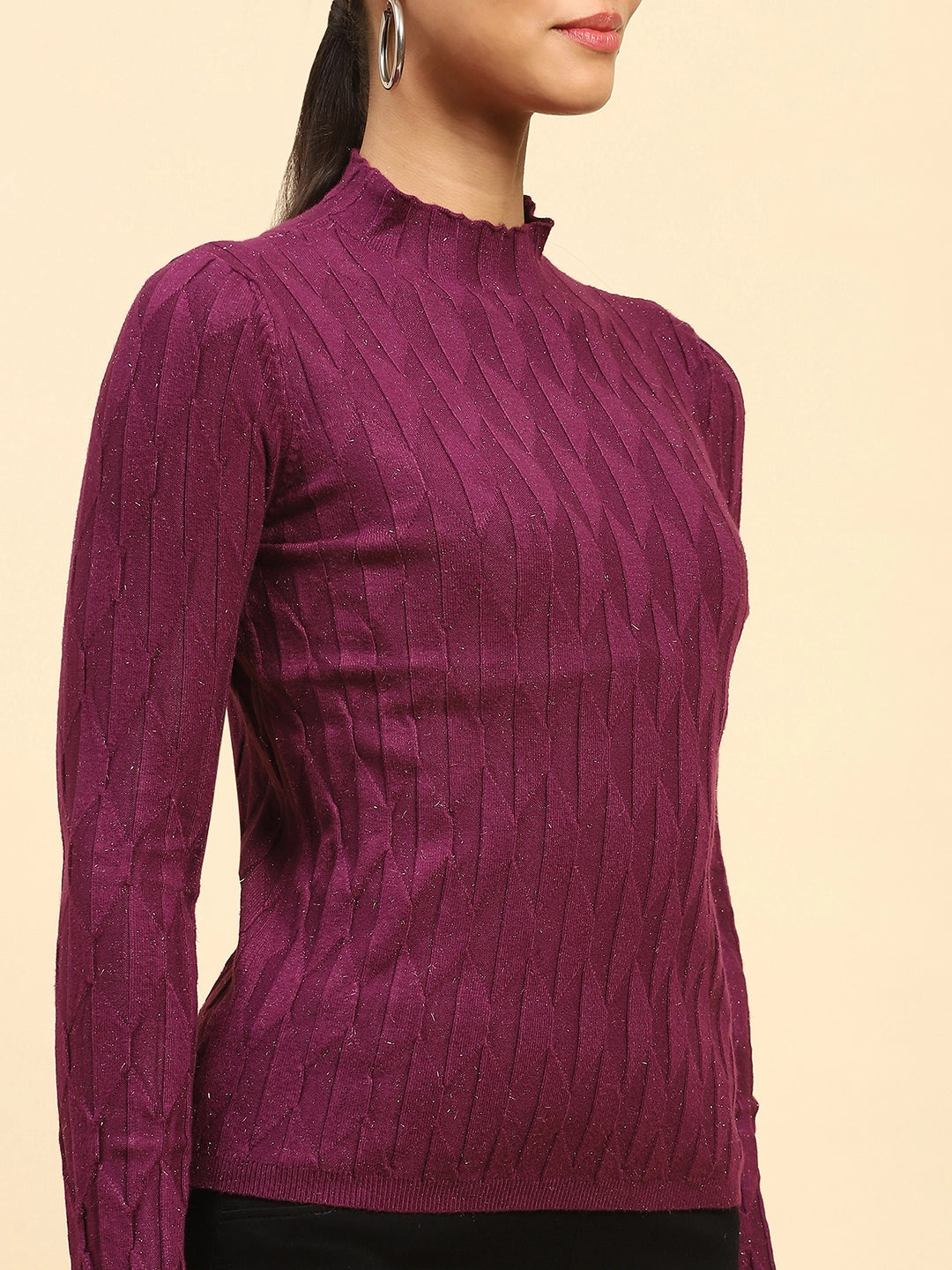 Wine Viscose Skivvy Pullover - Global Republic