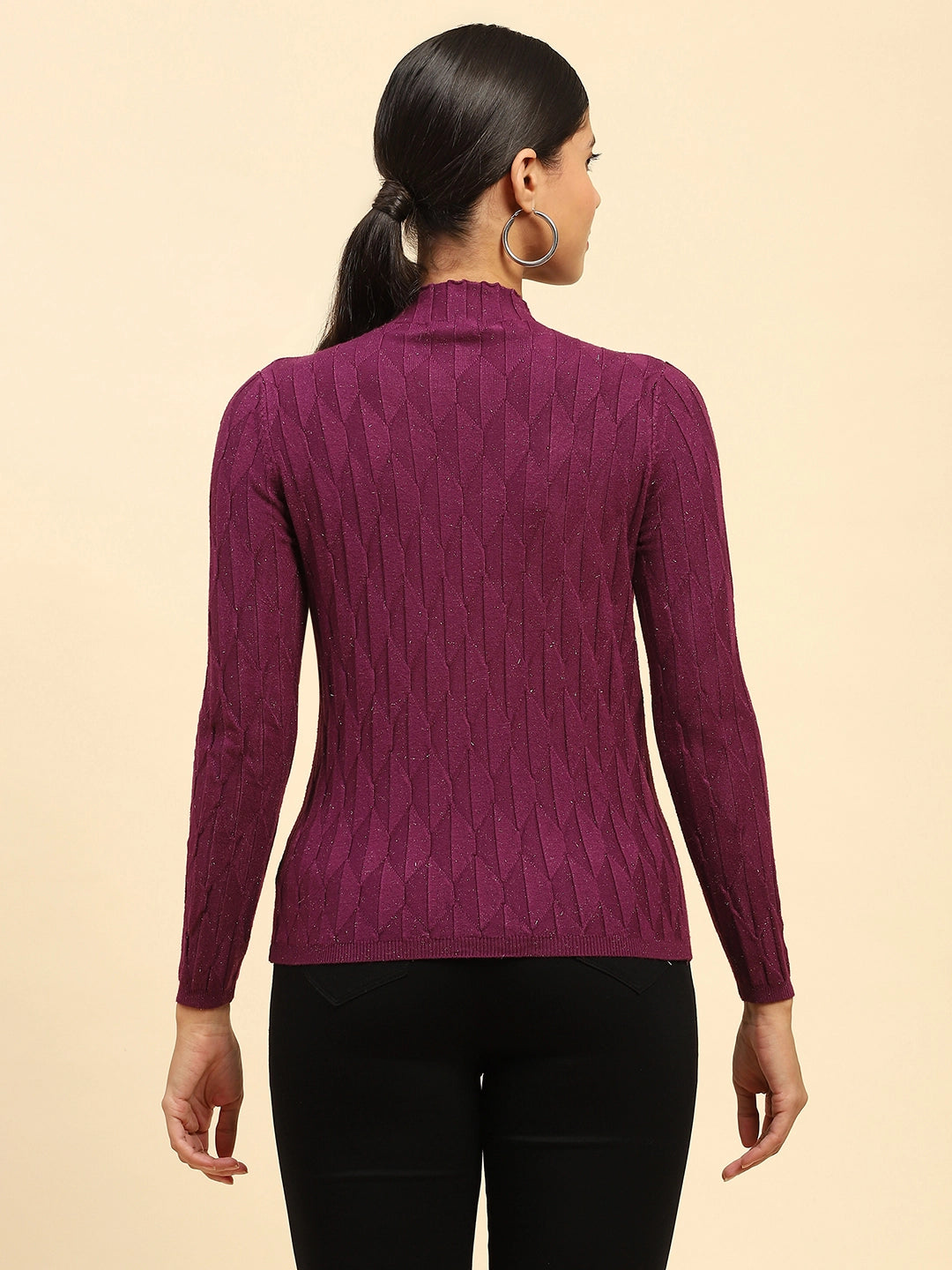 Wine Viscose Skivvy Pullover - Global Republic