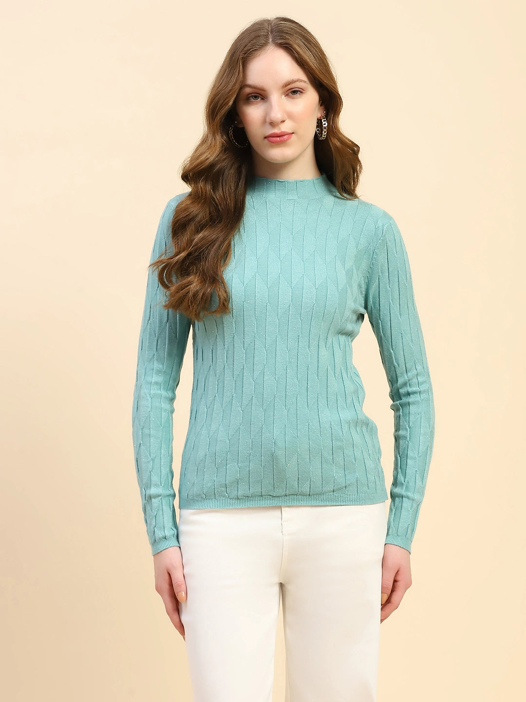 Green Viscose Slim Fit Skivvy Pullover - Global Republic
