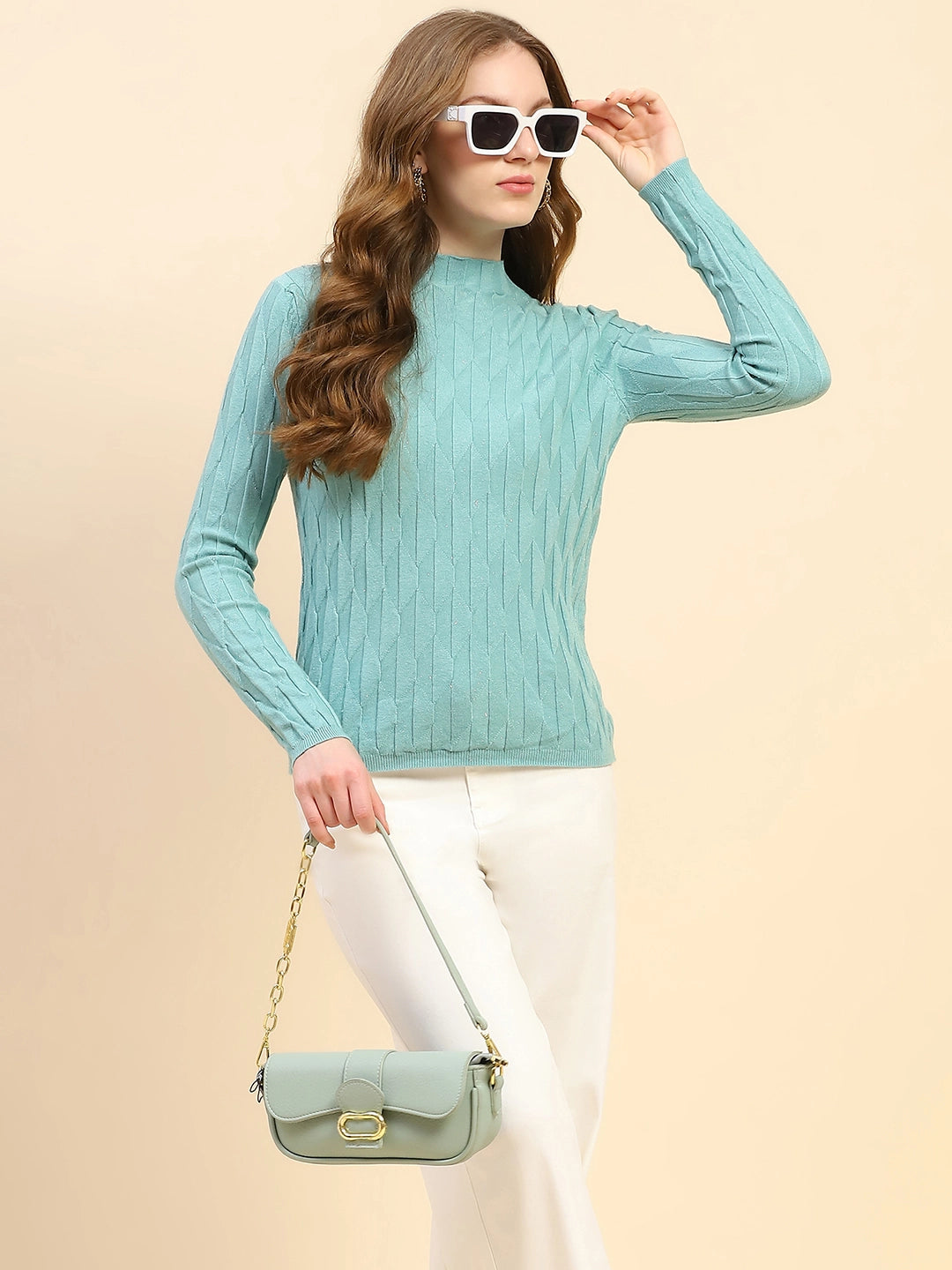 Green Viscose Slim Fit Skivvy Pullover - Global Republic