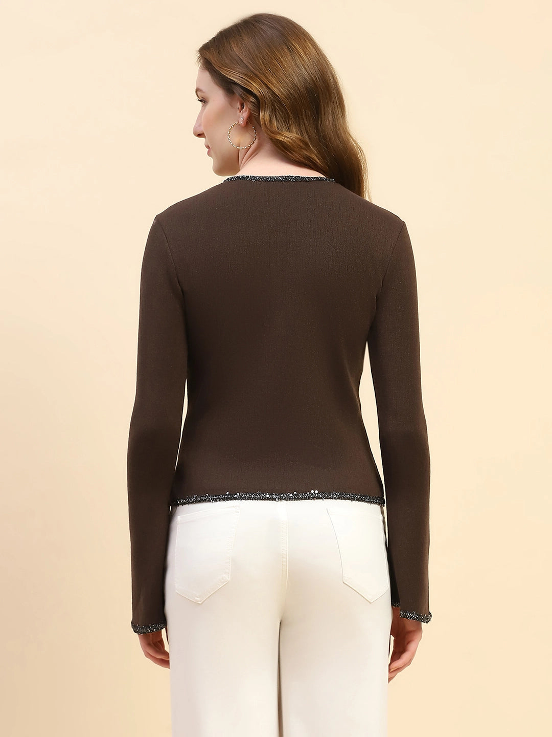 Brown Slim Fit Cardigan - Global Republic