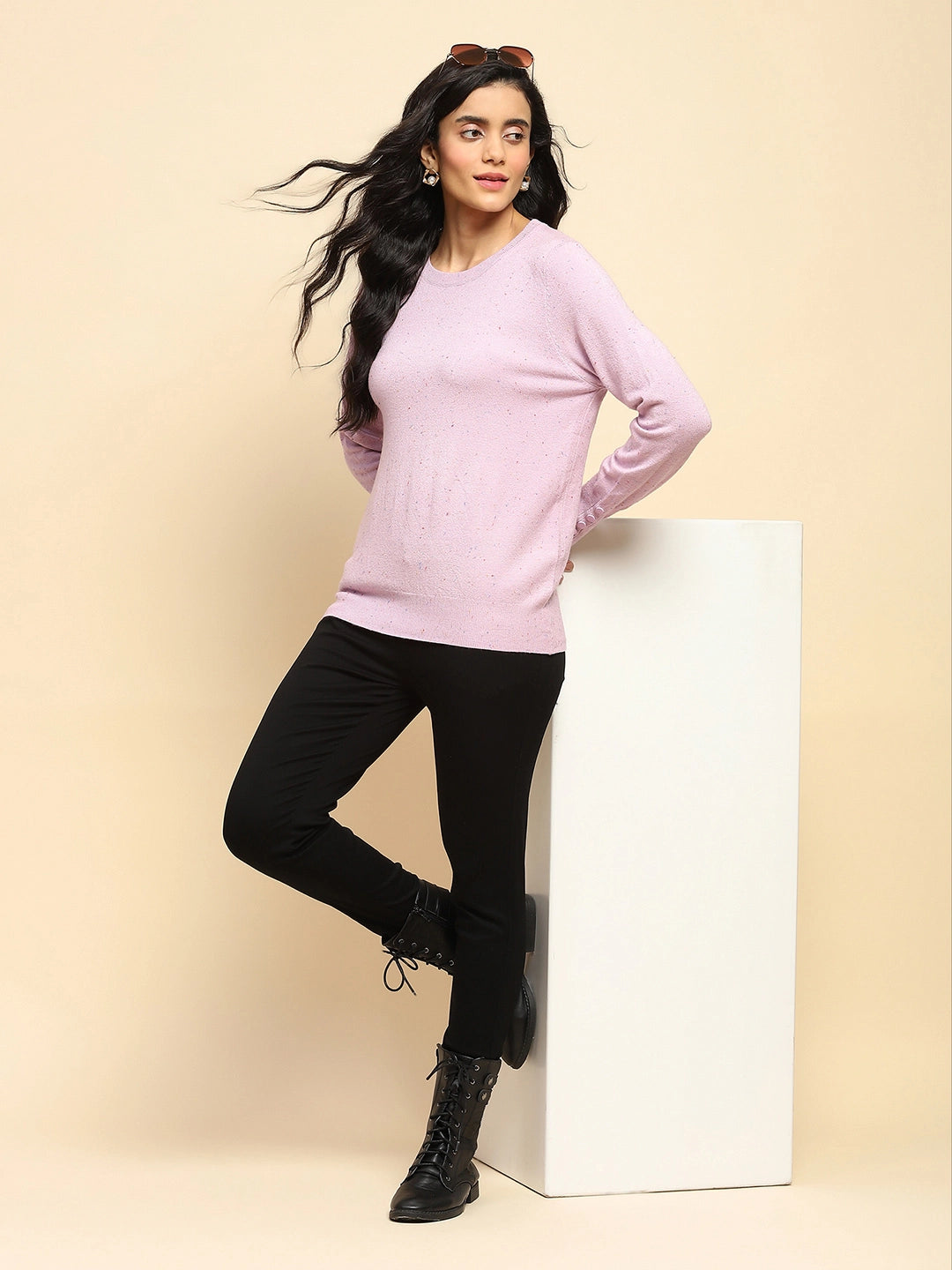 Lilac Viscose Blend Pullover - Global Republic