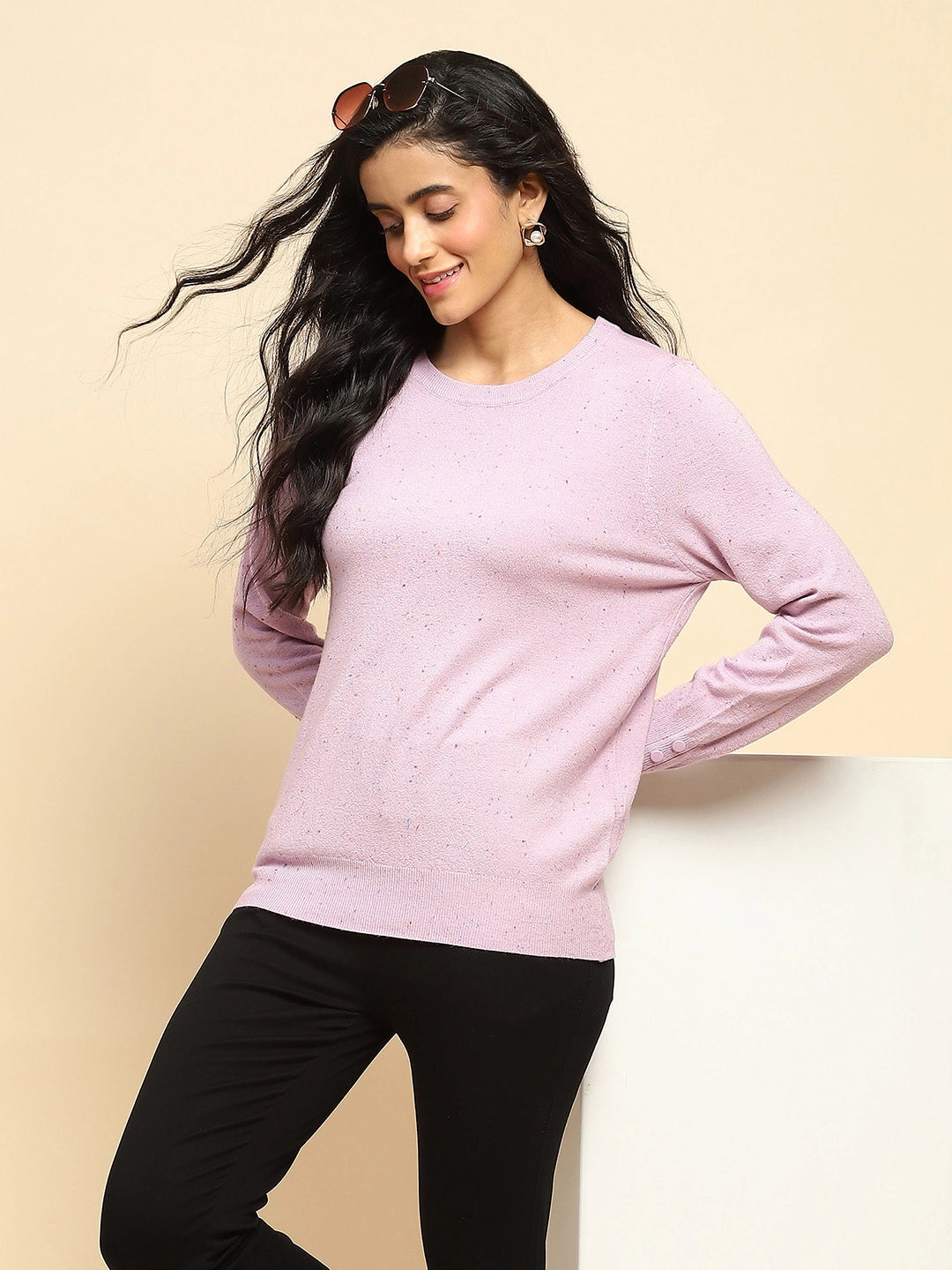 Lilac Viscose Blend Pullover - Global Republic