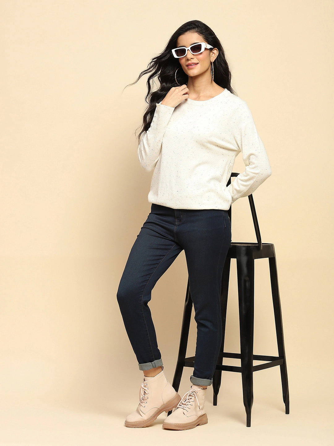 Off-White Viscose Blend Pullover - Global Republic