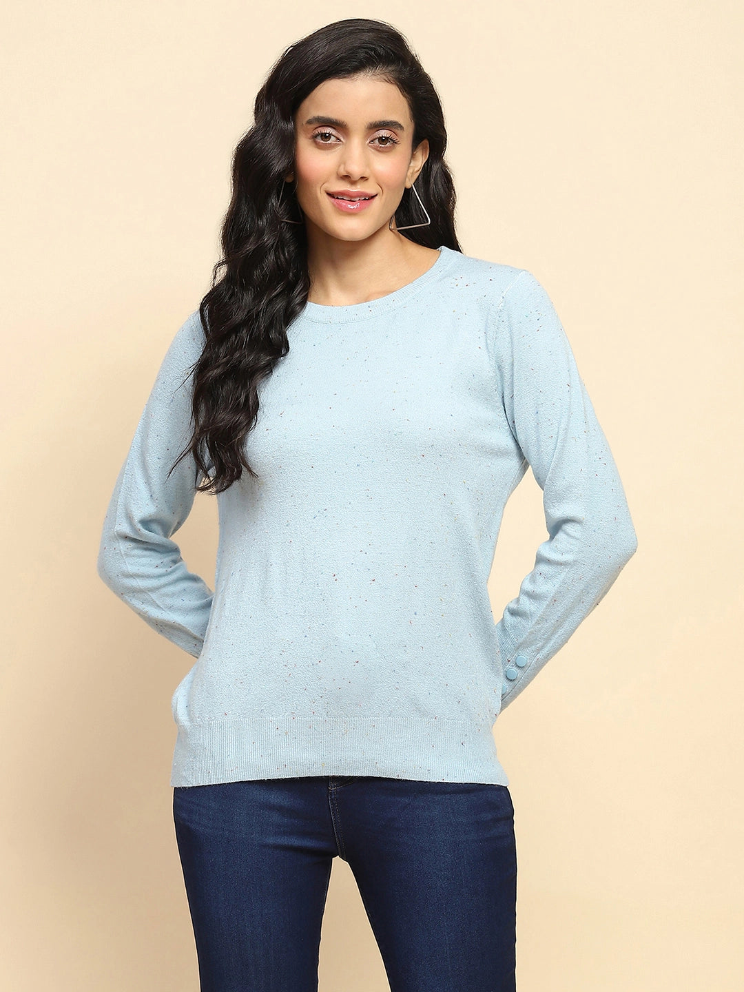 Sky Blue Viscose Blend Pullover - Global Republic