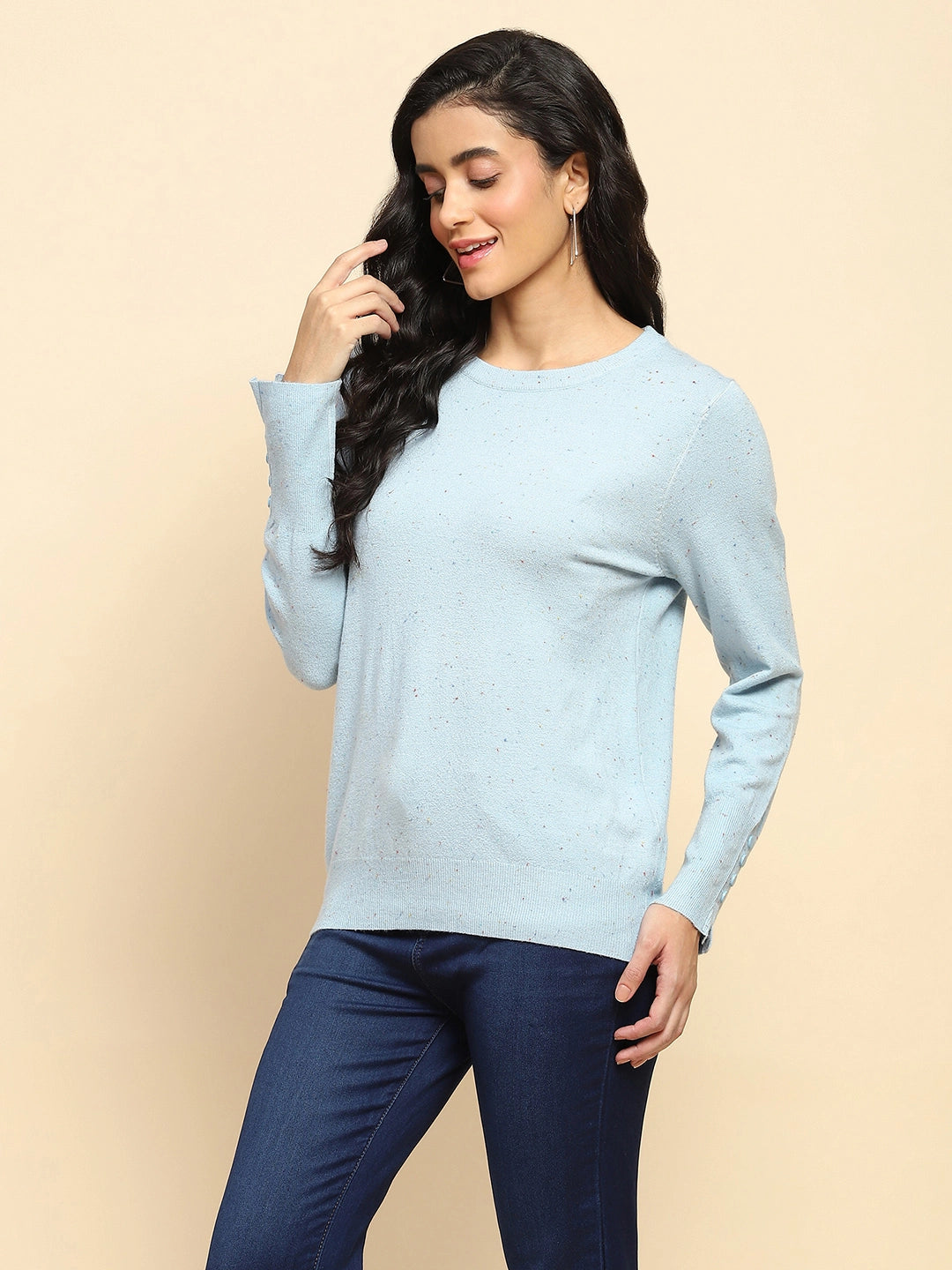 Sky Blue Viscose Blend Pullover - Global Republic