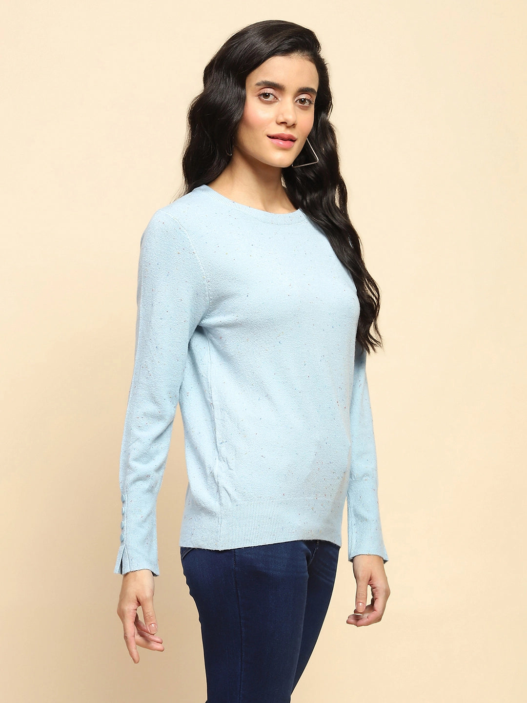 Sky Blue Viscose Blend Pullover - Global Republic