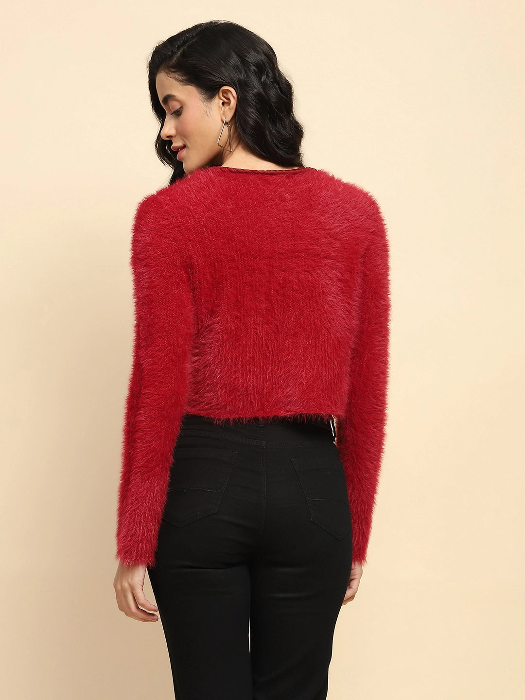 Crimson Nylon Regular Fit Shrug - Global Republic