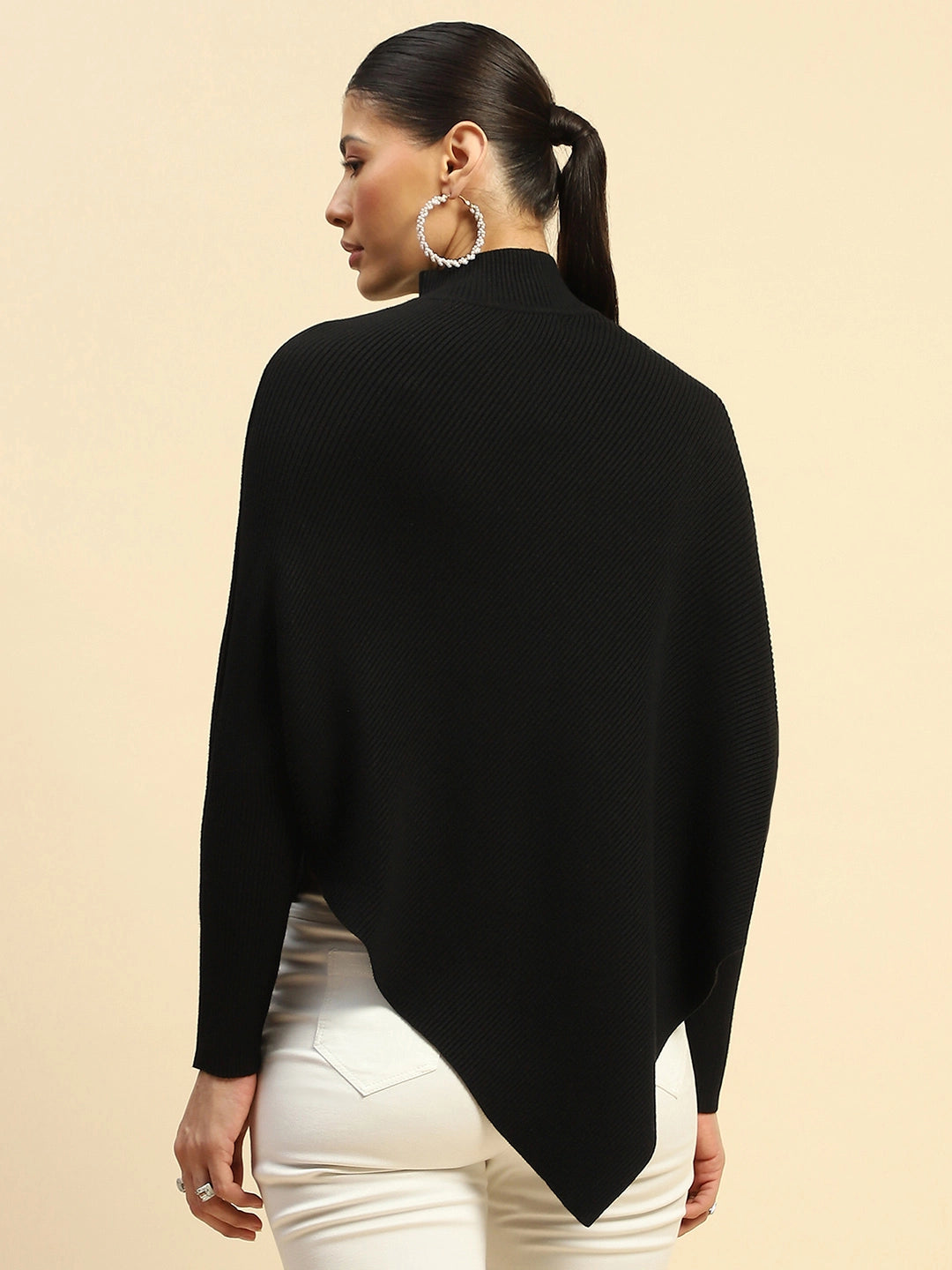 Black Viscose Slim Fit Pullover - Global Republic