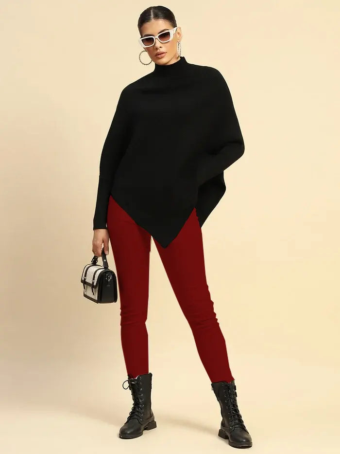 Black Viscose Slim Fit Pullover - Global Republic